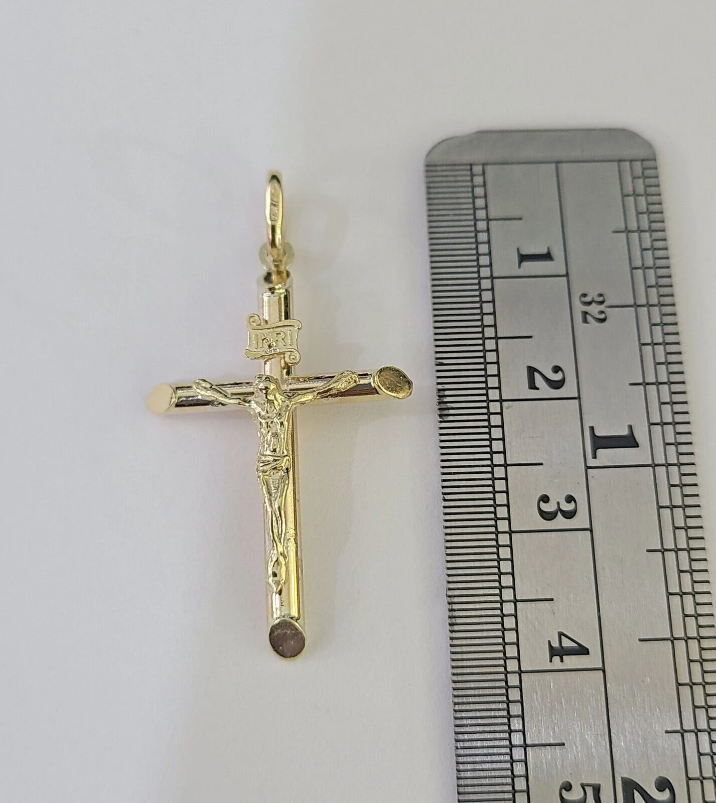 10K Gold Franco Chain INRI Cross Charm SET Length 16-20 inches 1mm Ladies Women - Image 6