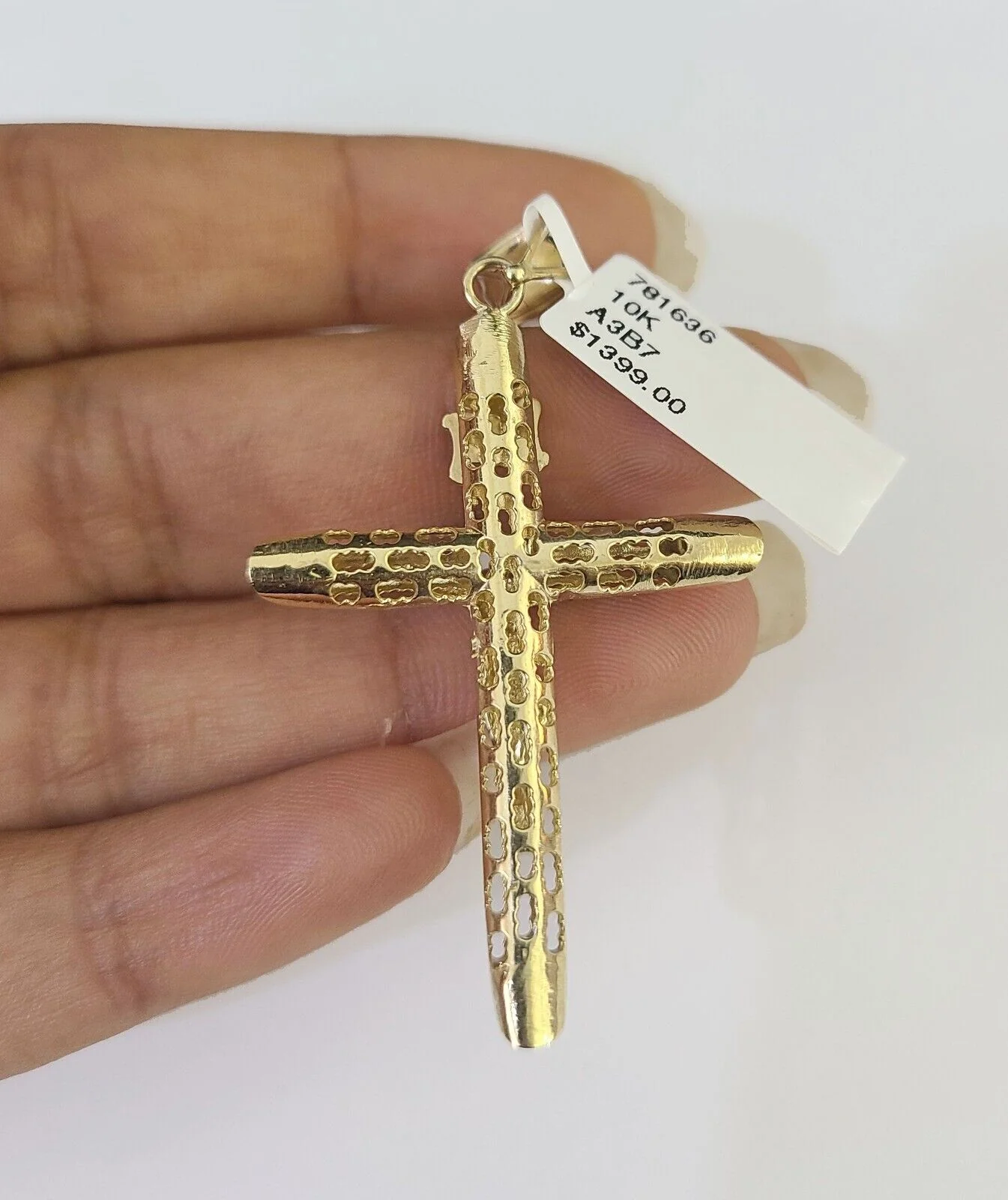 10K Gold Franco Chain Jesus Cross Charm Pendant 20-26 inches 2.5mm REAL Yellow - Image 7