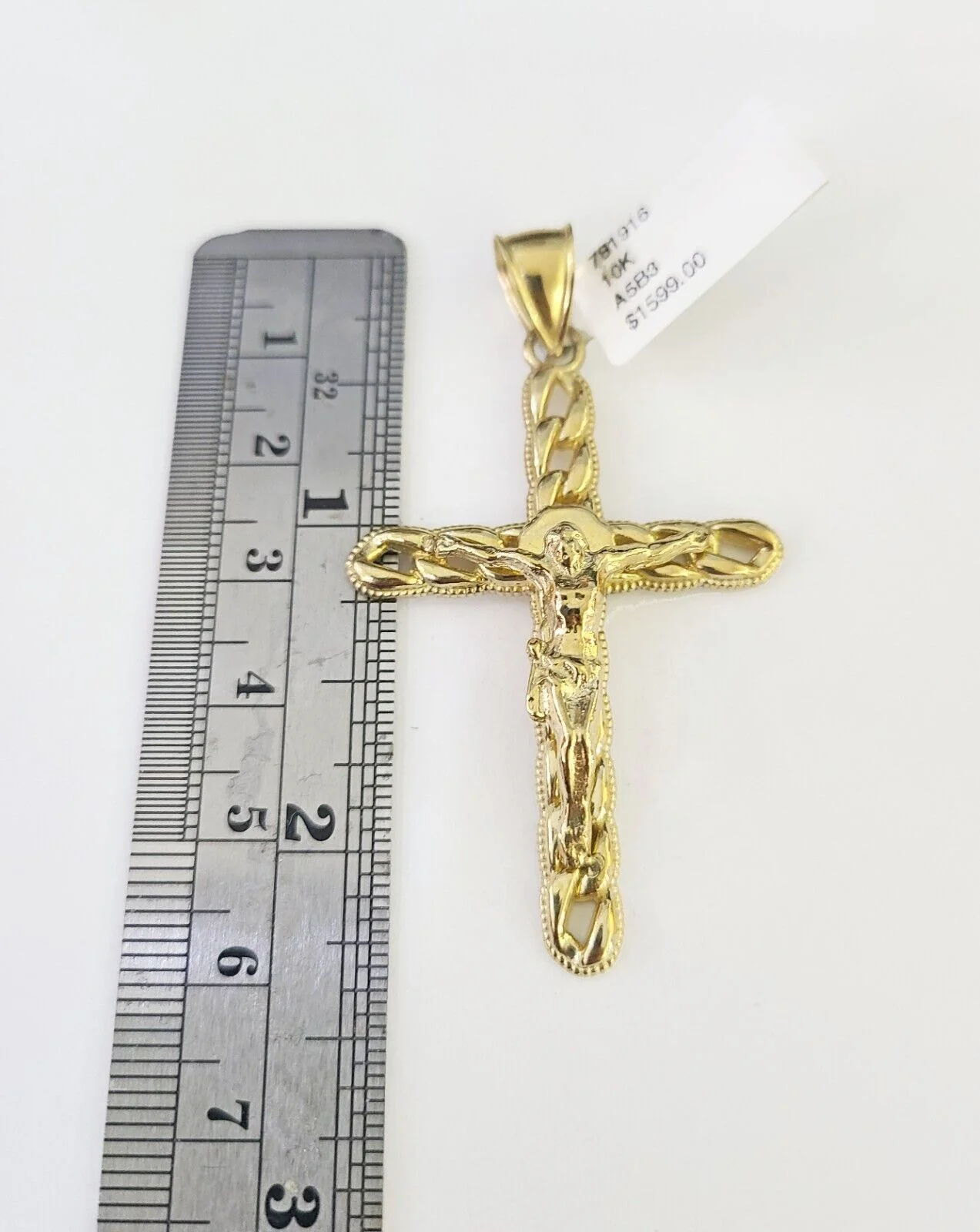 10K Gold Franco Chain Jesus Cross Charm Pendant 20-26 inches 2.5mm REAL Yellow - Image 3