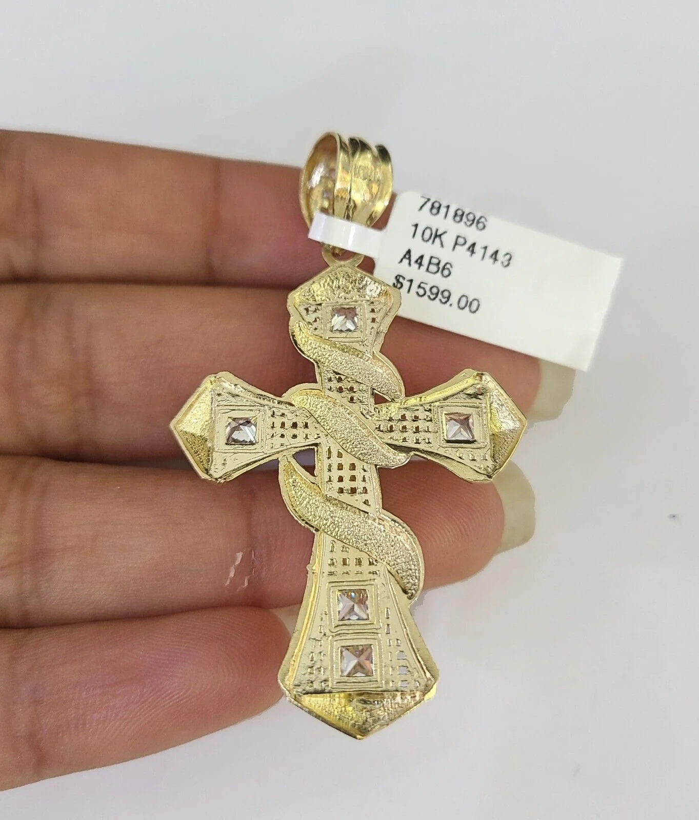 10K Gold Franco Chain Jesus Cross Charm Pendant 20-26 inches 2.5mm REAL Yellow - Image 7