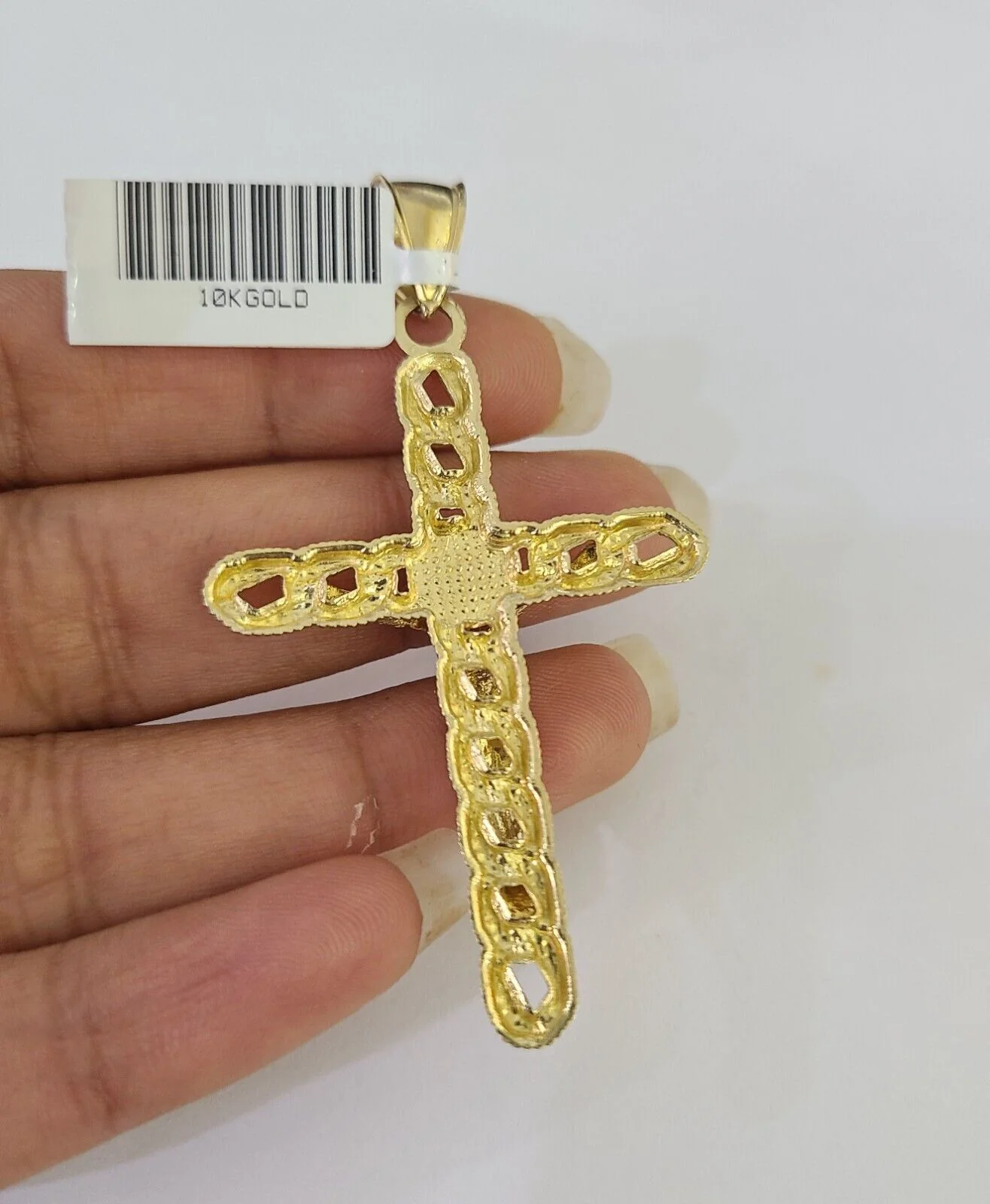 10K Gold Franco Chain Jesus Cross Charm Pendant 20-26 inches 2.5mm REAL Yellow - Image 7