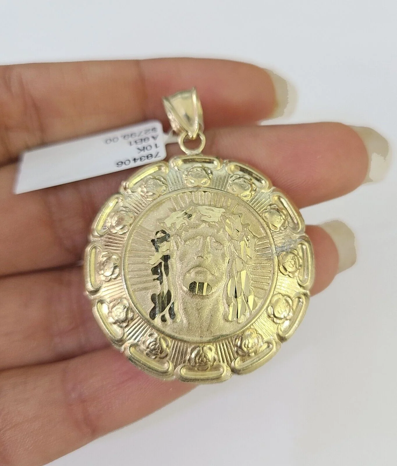 10K Gold Franco Chain Jesus Mary Charm Pendant 20-26 inches 2.5mm REAL Yellow - Image 3