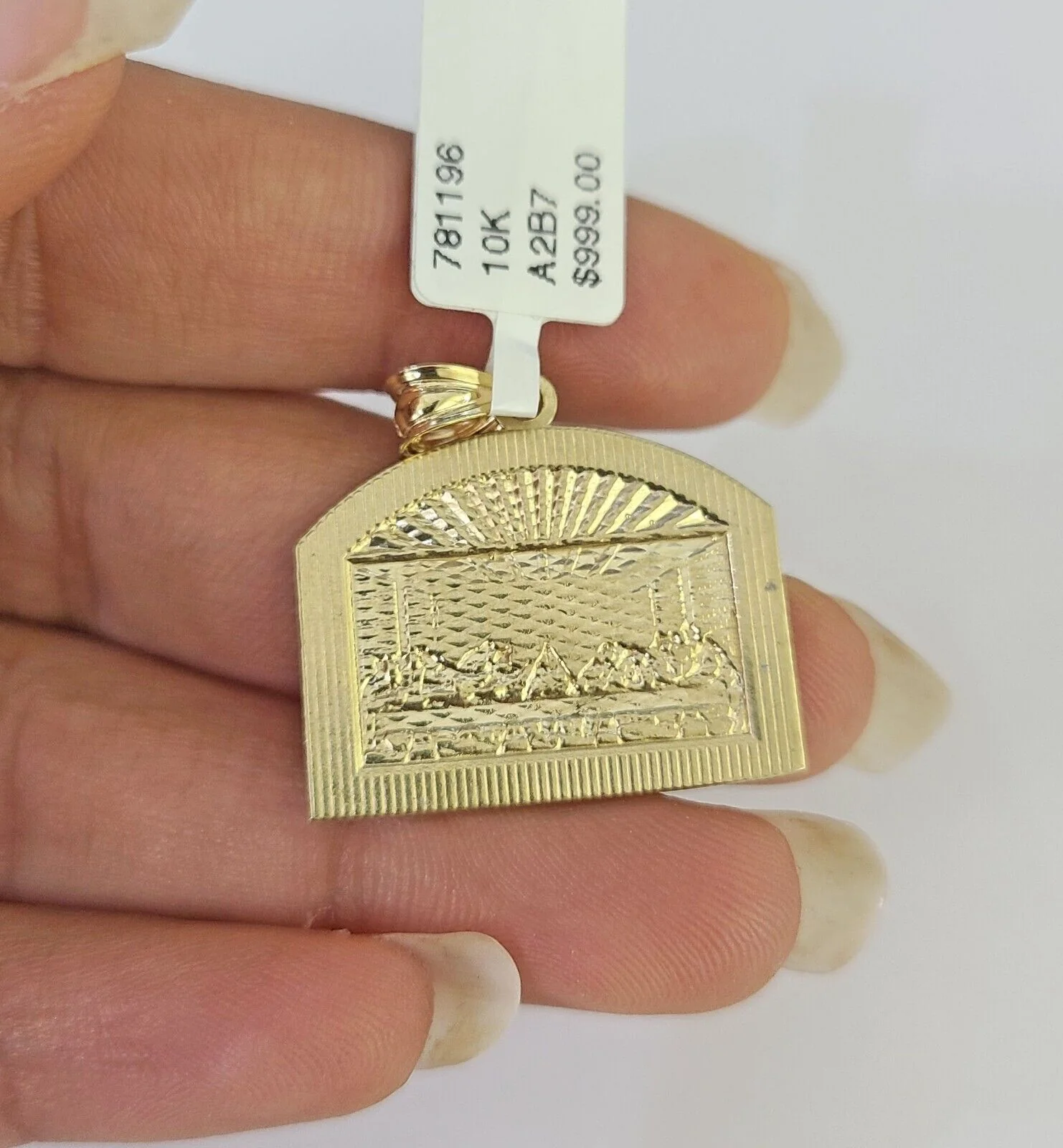 10K Gold Franco Chain Last Supper Charm Pendant 20-26 inches 2.5mm REAL Yellow - Image 7