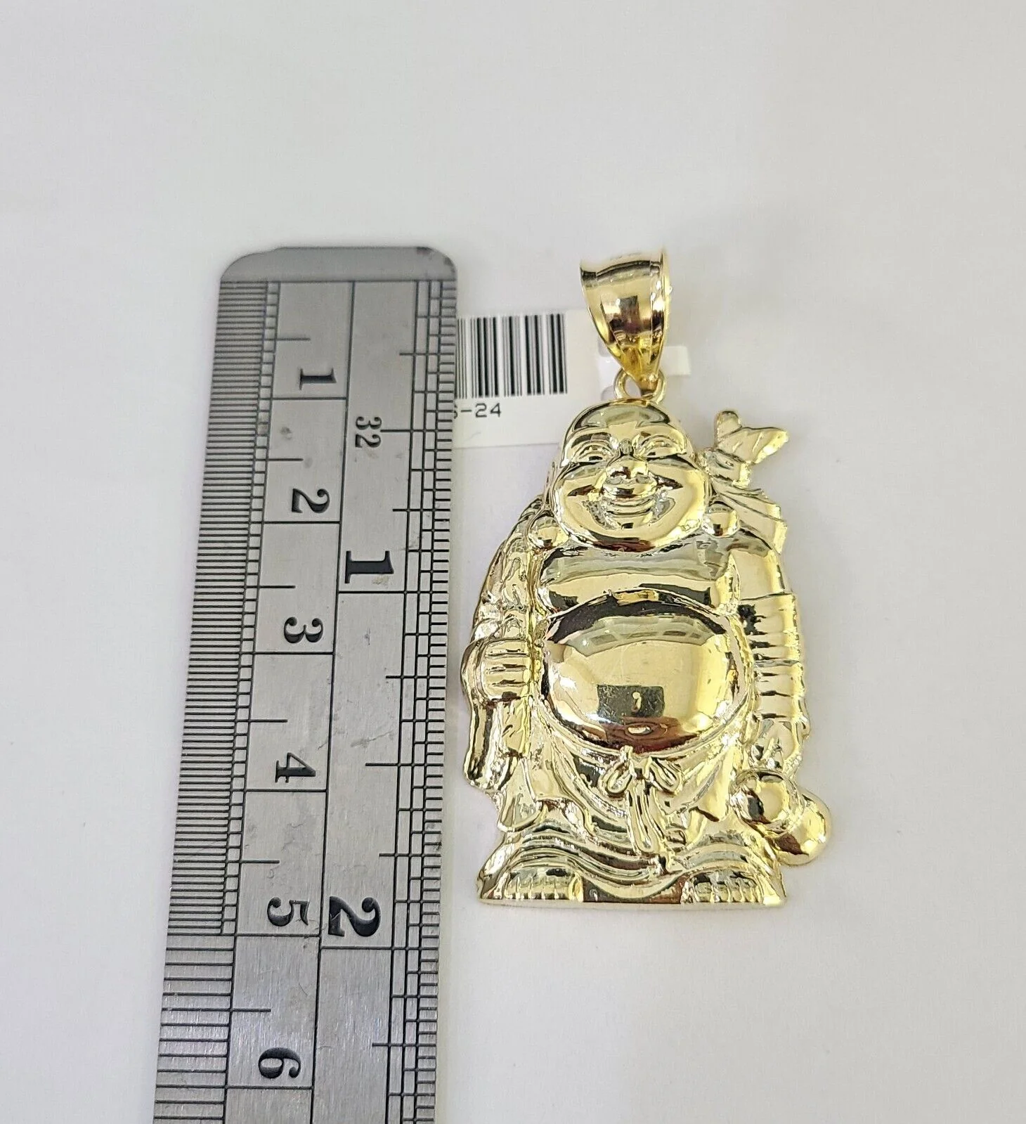 10K Gold Franco Chain Laughing Buddha Charm Pendant 20-26 inches 2.5mm Yellow - Image 2