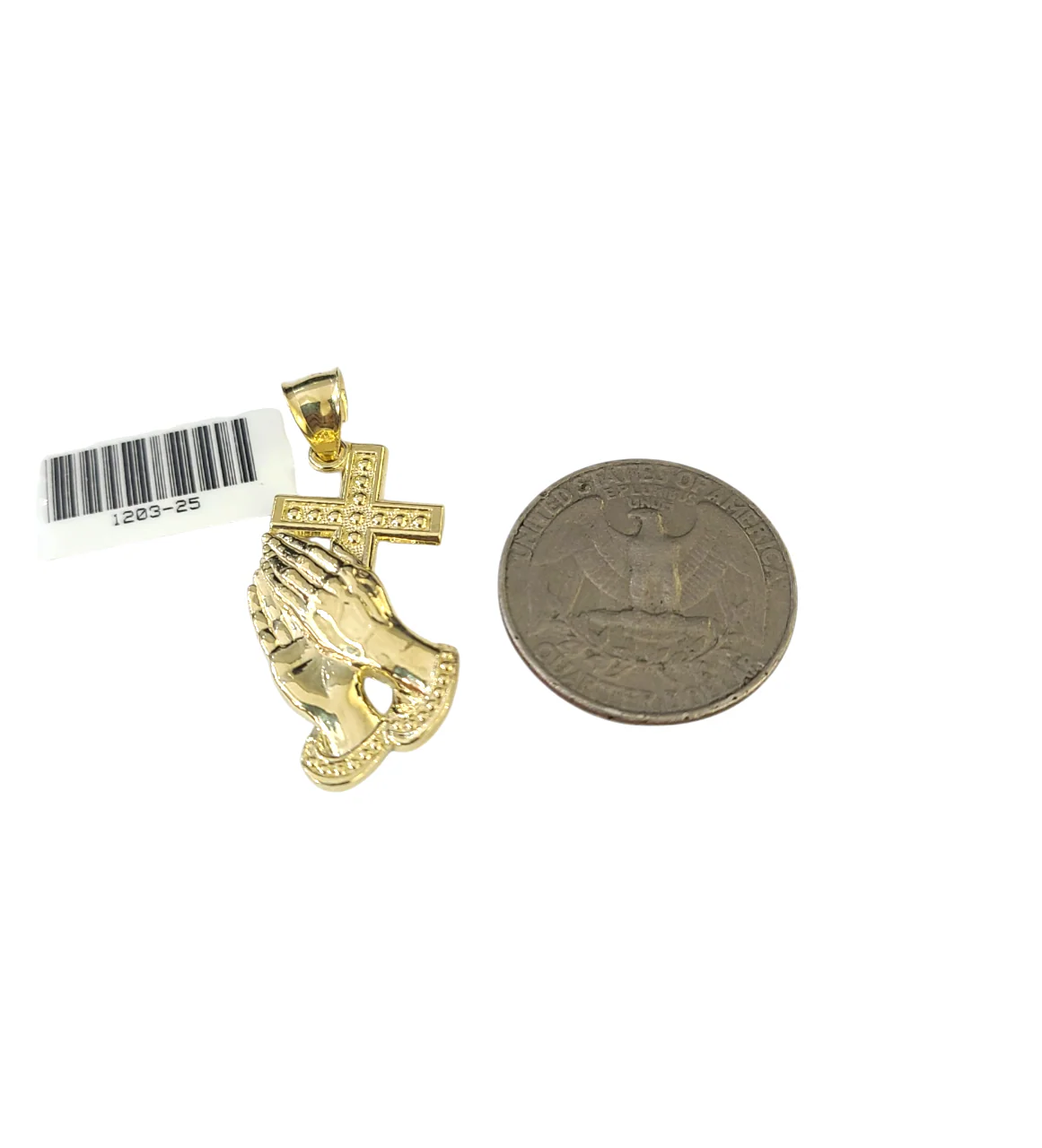 10k Gold Franco Chain Praying Hands Cross Pendant Necklace SET 2.5mm 18"-26" - Image 5