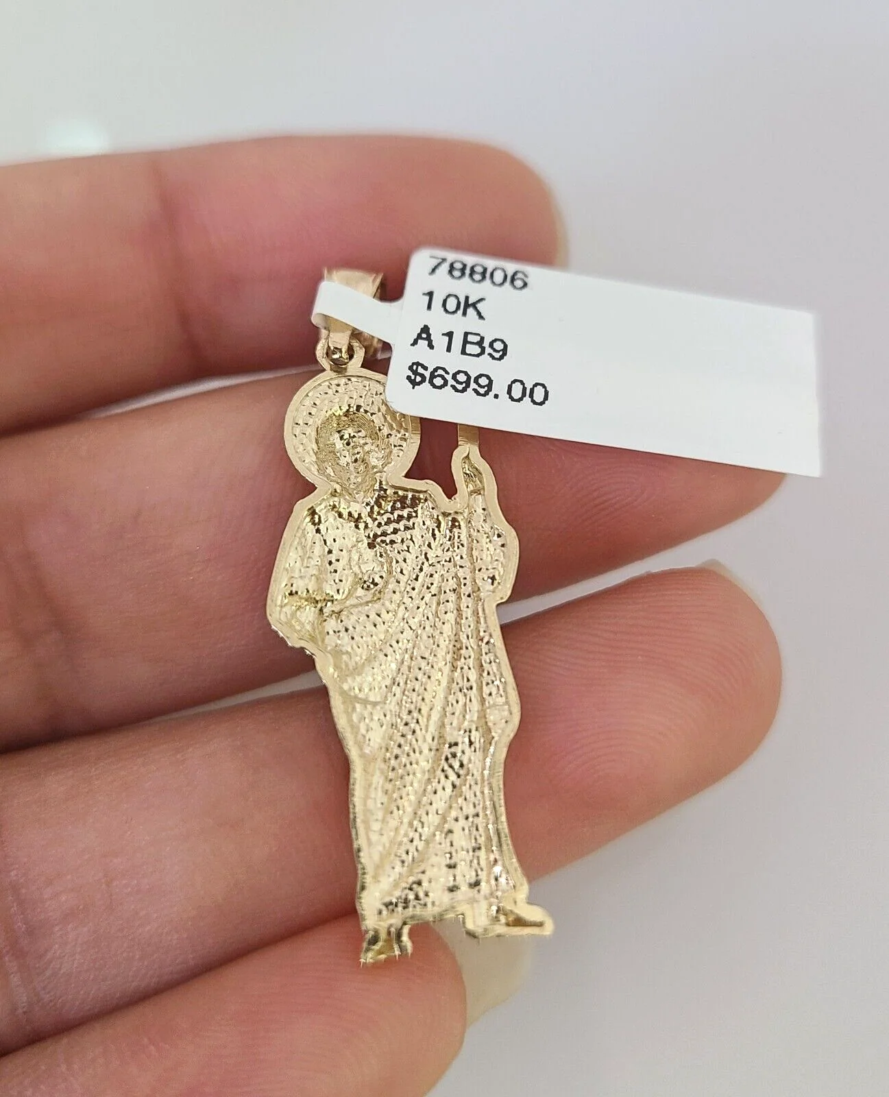 10k Gold Franco Chain Saint Jude Charm Pendant 2.5mm 18-24 Inches Necklace SET - Image 6