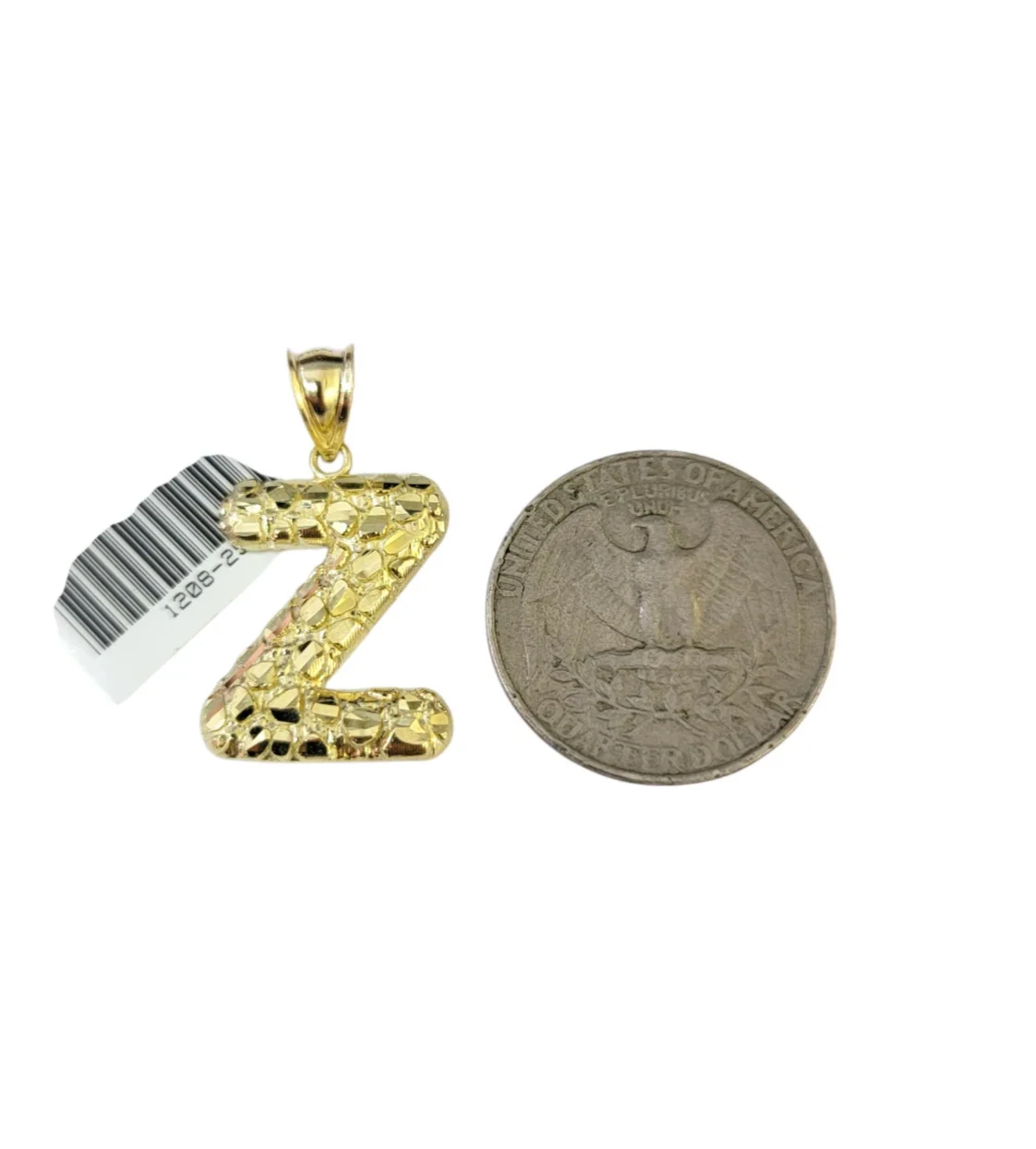 10k Gold Franco Chain Z Nugget Initial Charm Pendant Necklace SET 2.5mm 16"-26" - Image 4