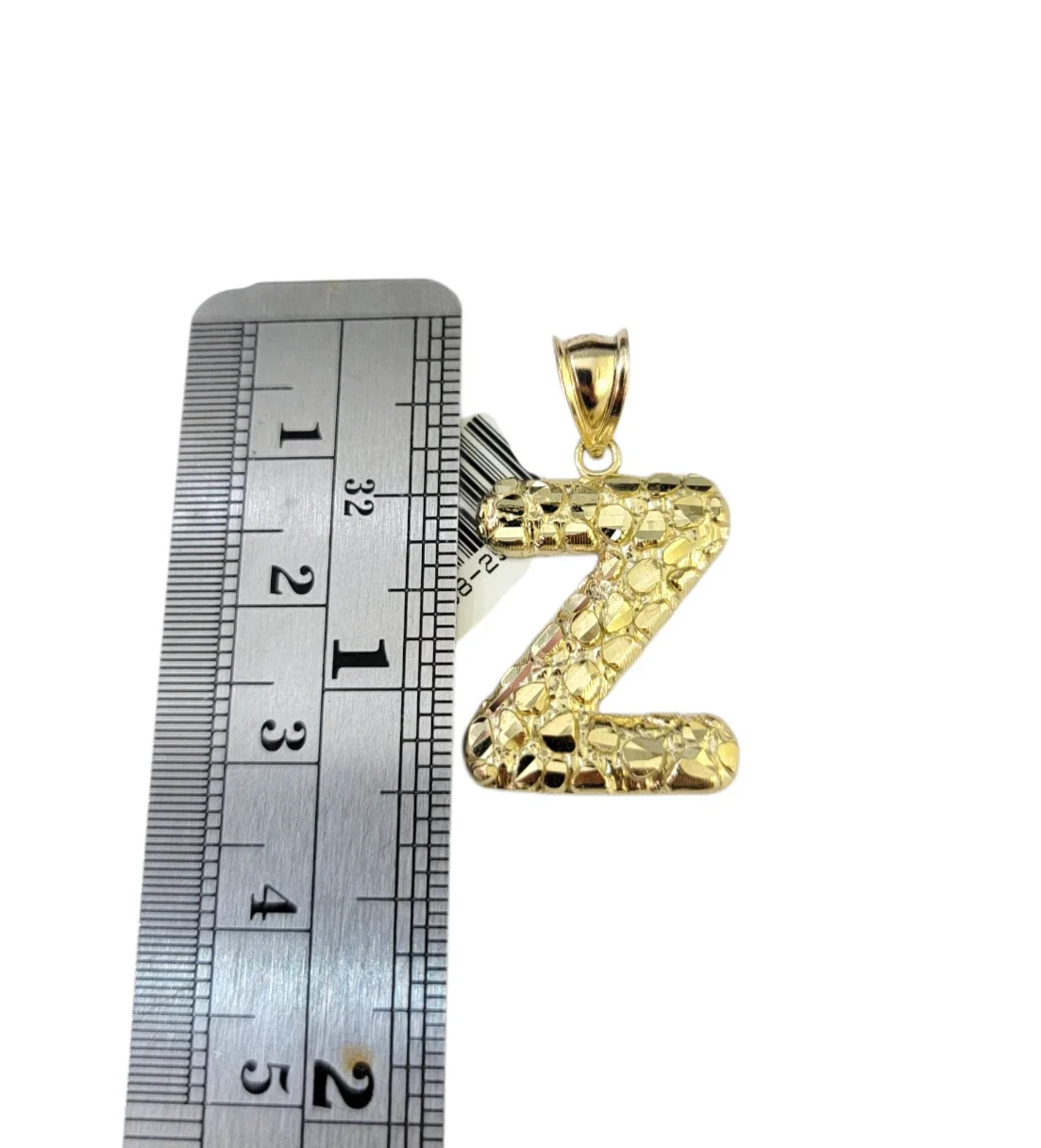 10k Gold Franco Chain Z Nugget Initial Charm Pendant Necklace SET 2.5mm 16"-26" - Image 6