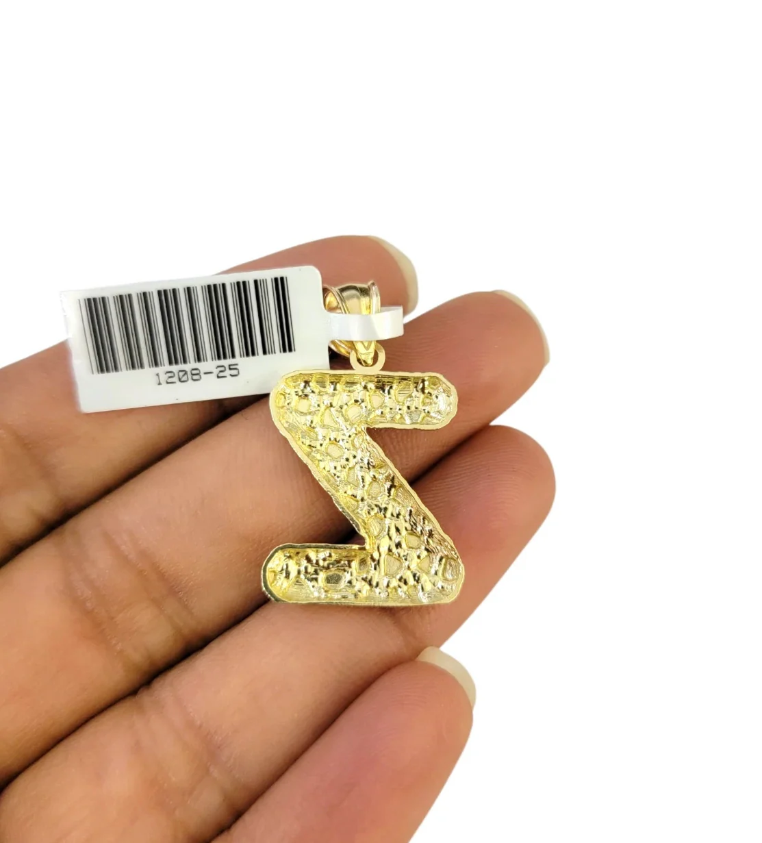 10k Gold Franco Chain Z Nugget Initial Charm Pendant Necklace SET 2.5mm 16"-26" - Image 8