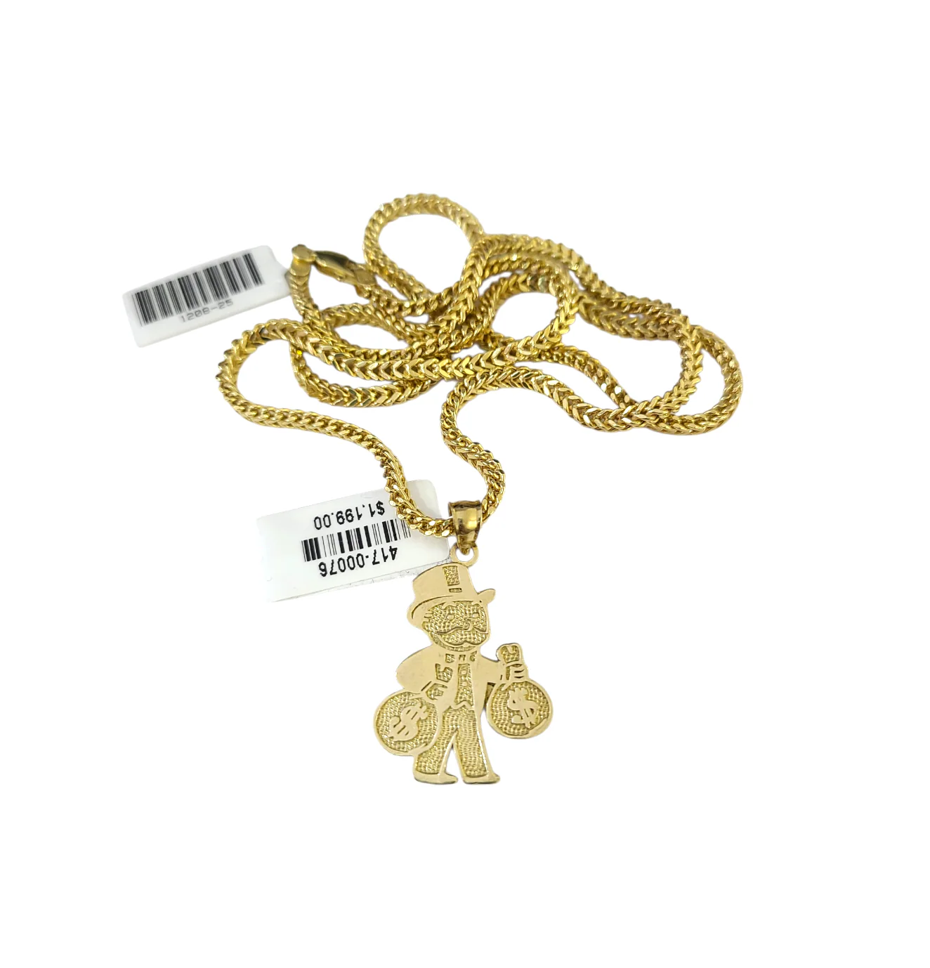 10k Gold Franco Necklace Chain Grandpa Money Charm 2.5mm 18"-26" Pendant SET - Image 2
