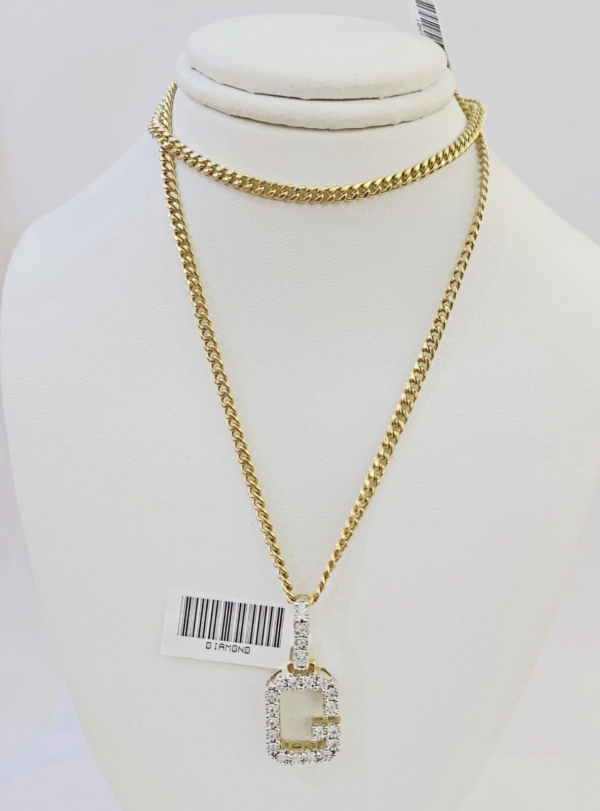 10k Gold Genuine Diamond "G" Initial Pendent with 20 Inch 3mm Miami Cuban Chain - Image 4