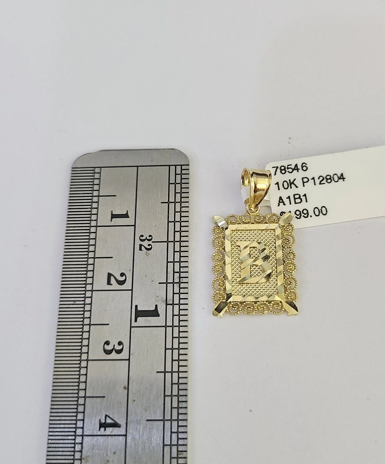 10k Gold Initial B Charm Rope Chain 16"-26" 2.5mm SET Necklace Alphabet Pendant - Image 3