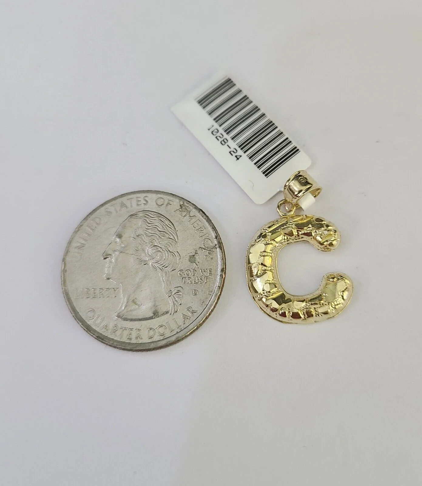 10k Gold Initial C Charm Rope Chain 16"-26" 2.5mm SET Necklace Alphabet Pendant - Image 3