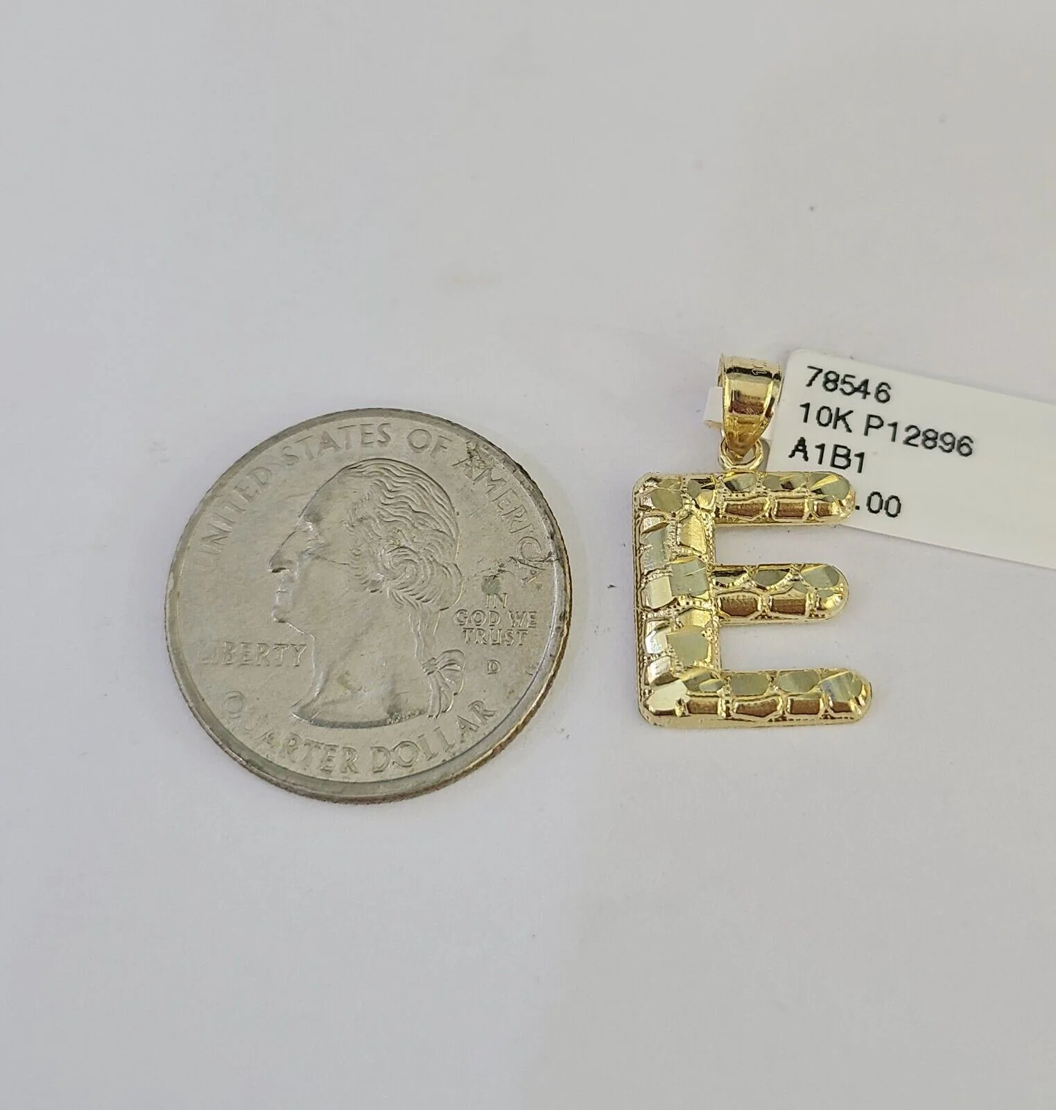 10k Gold Initial E Charm Rope Chain 16"-26" 2.5mm SET Necklace Alphabet Pendant - Image 3
