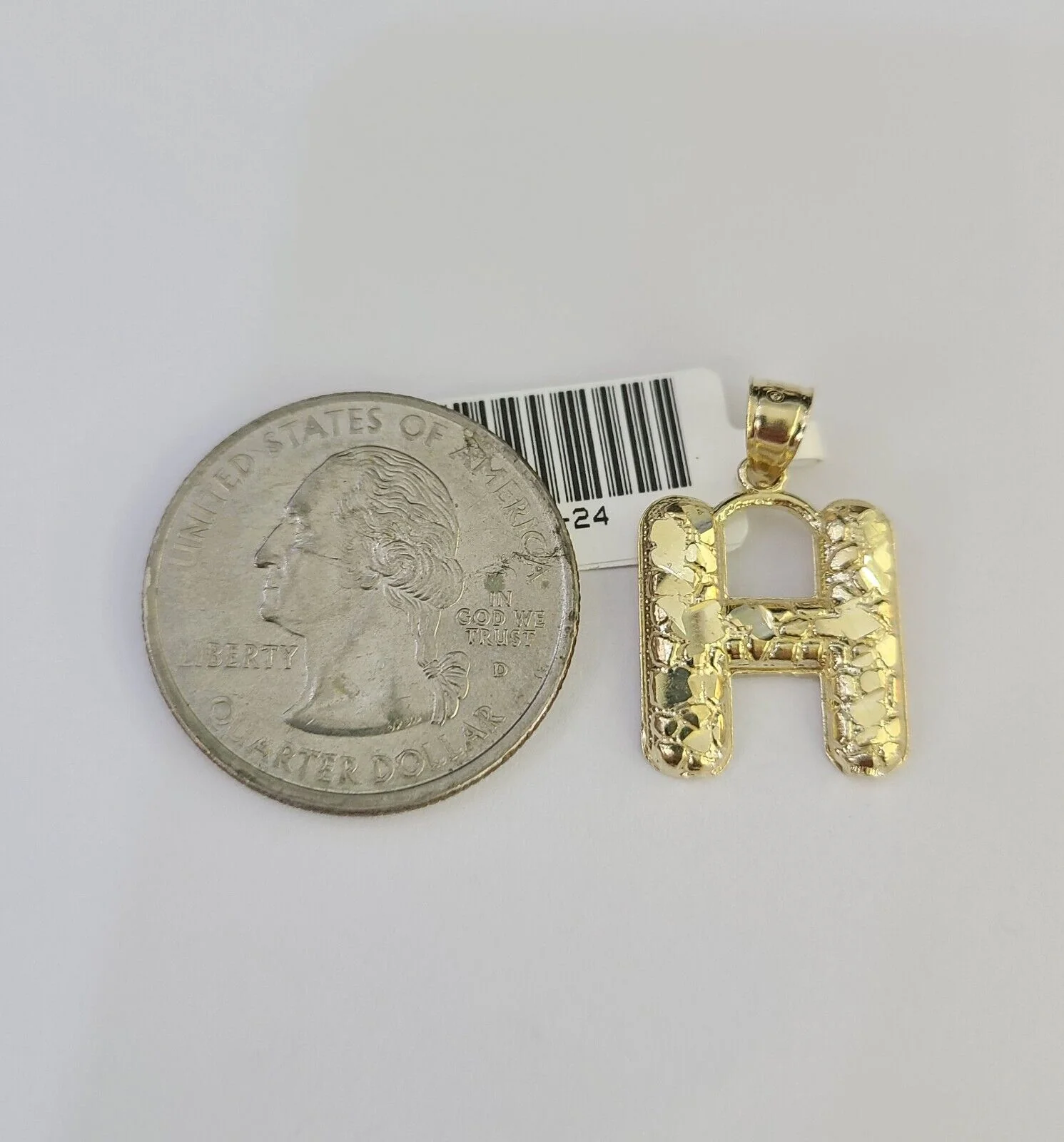 10k Gold Initial H Charm Rope Chain 16"-26" 2.5mm SET Necklace Alphabet Pendant - Image 2