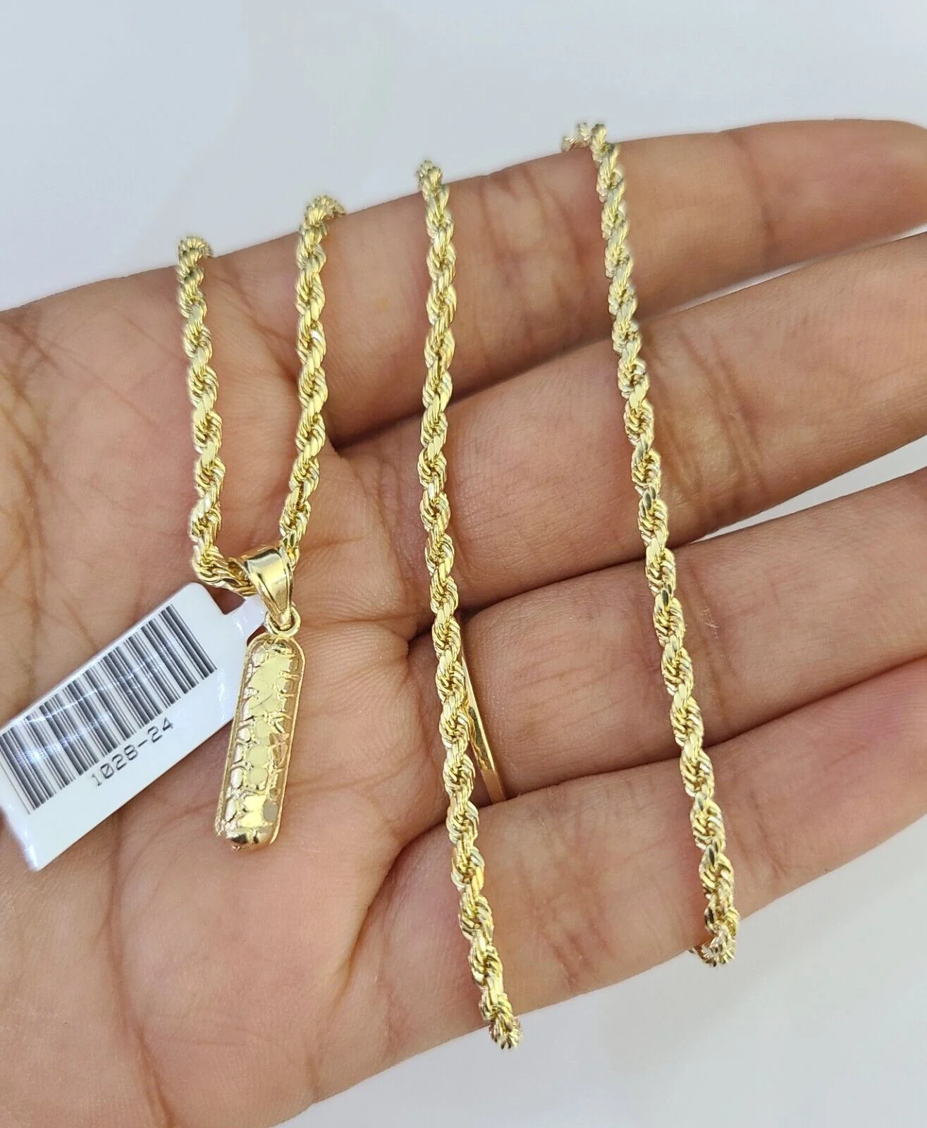 10k Gold Initial I Charm Rope Chain 16"-26" 2.5mm SET Necklace Alphabet Pendant - Image 5