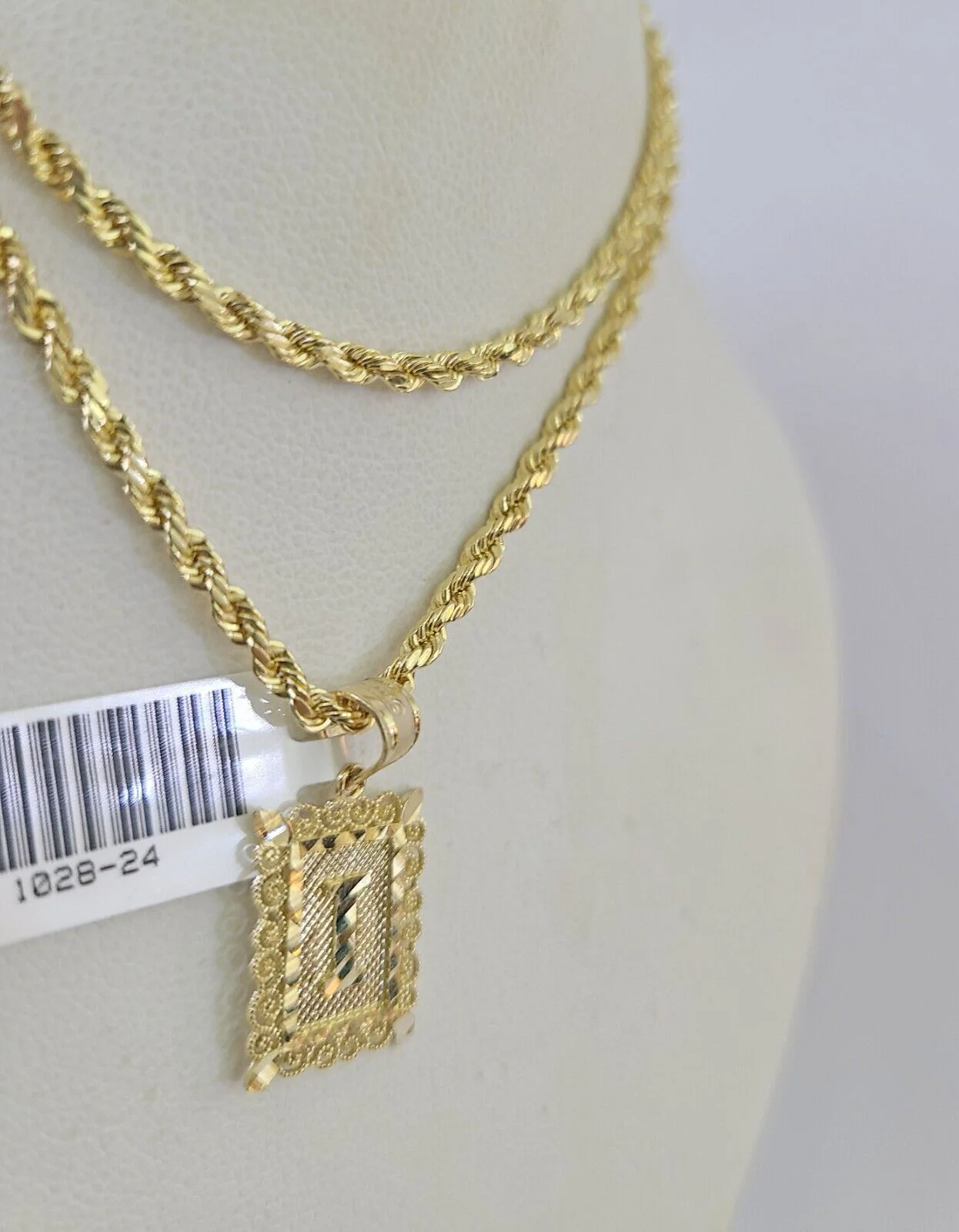 10k Gold Initial I Charm Rope Chain 16"-26" 2.5mm SET Necklace Alphabet Pendant - Image 7