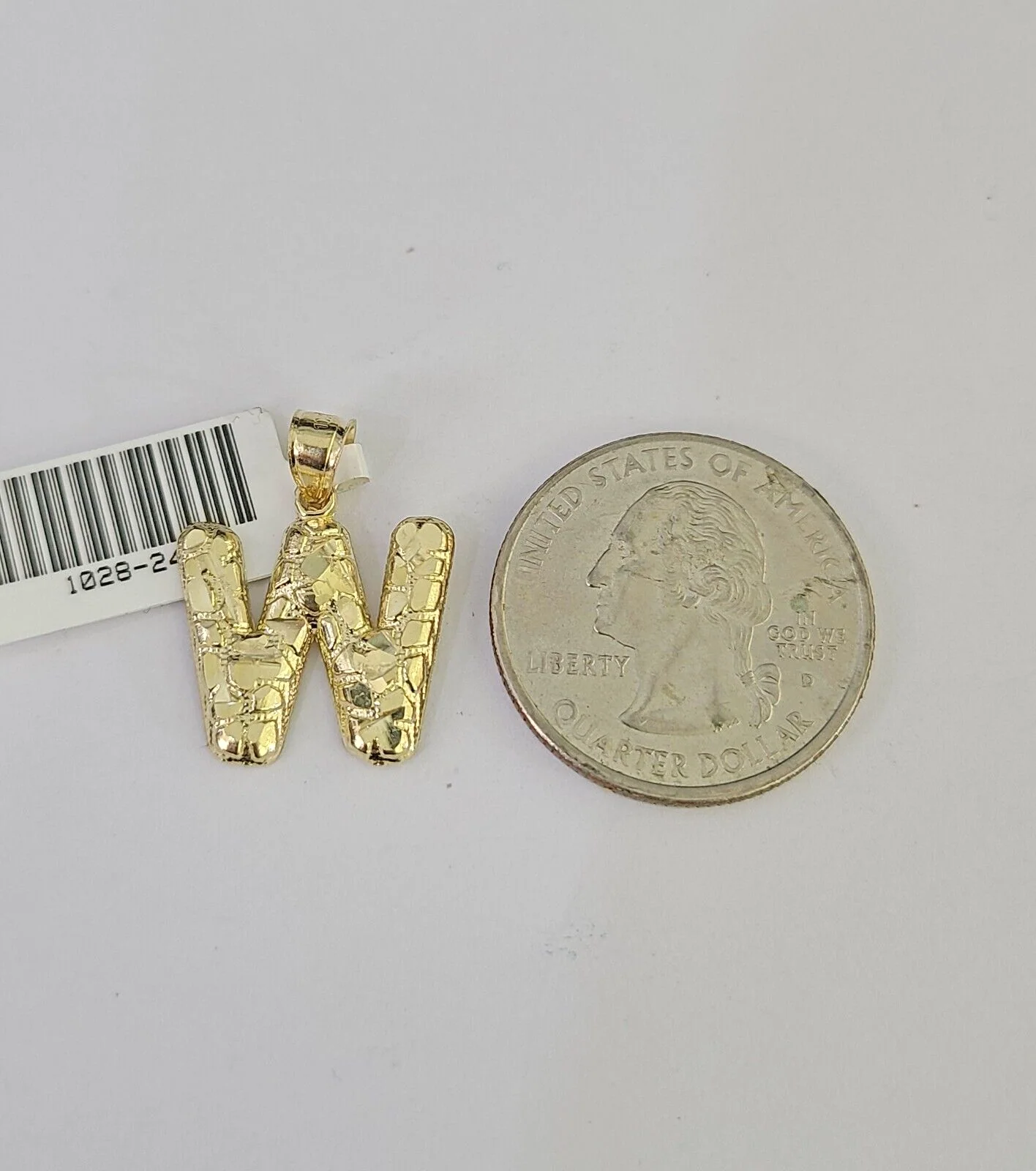 10k Gold Initial W Charm Rope Chain 16"-26" 2.5mm SET Necklace Alphabet Pendant - Image 2
