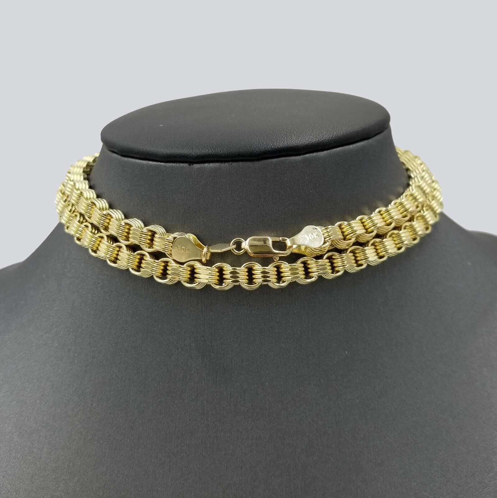 10k Gold Jesus Cross Charm Byzantine Chain 24" Necklace Real 10k Yellow Gold SET - Image 4