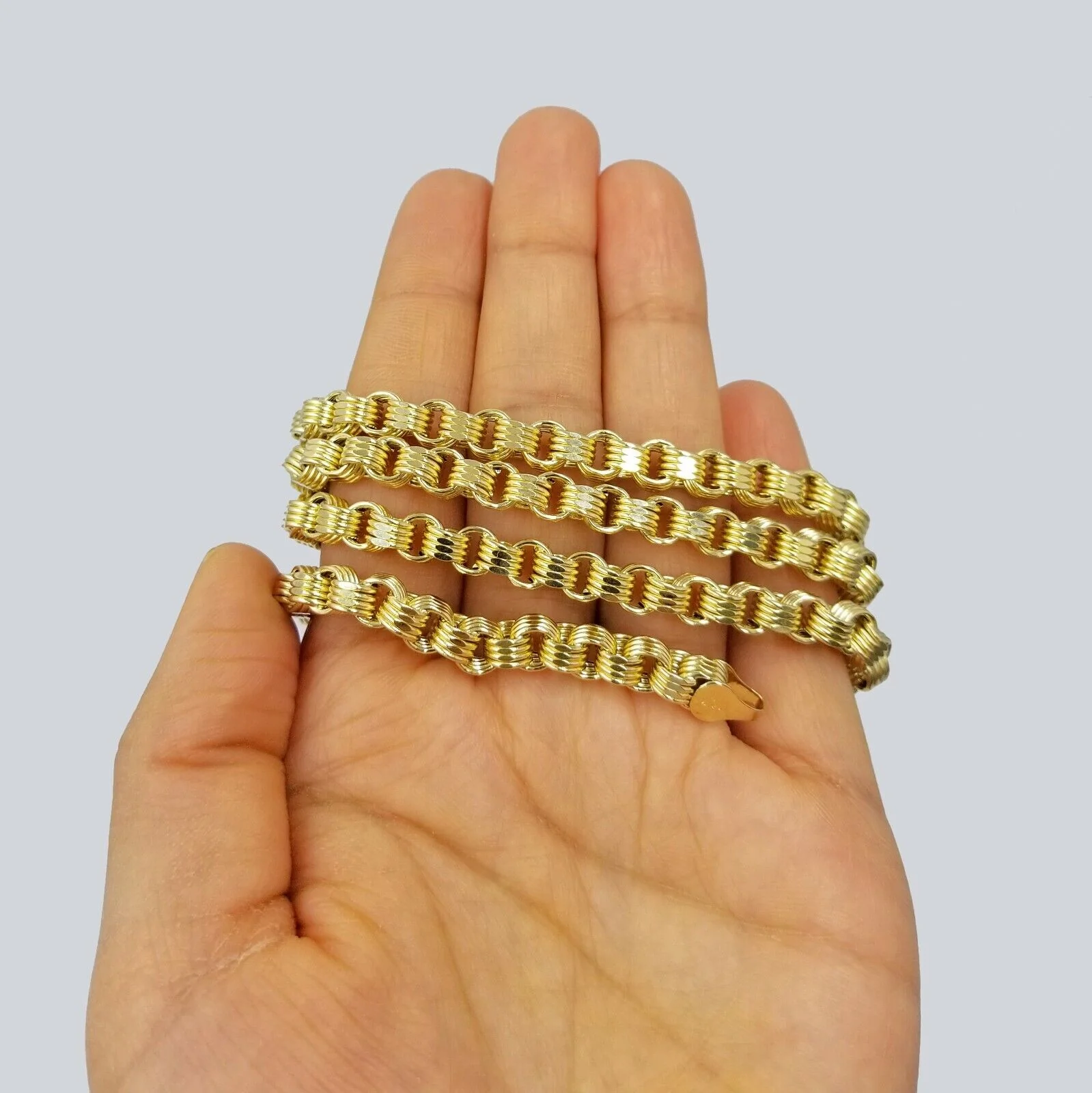10k Gold Jesus Cross Charm Byzantine Chain 24" Necklace Real 10k Yellow Gold SET - Image 5