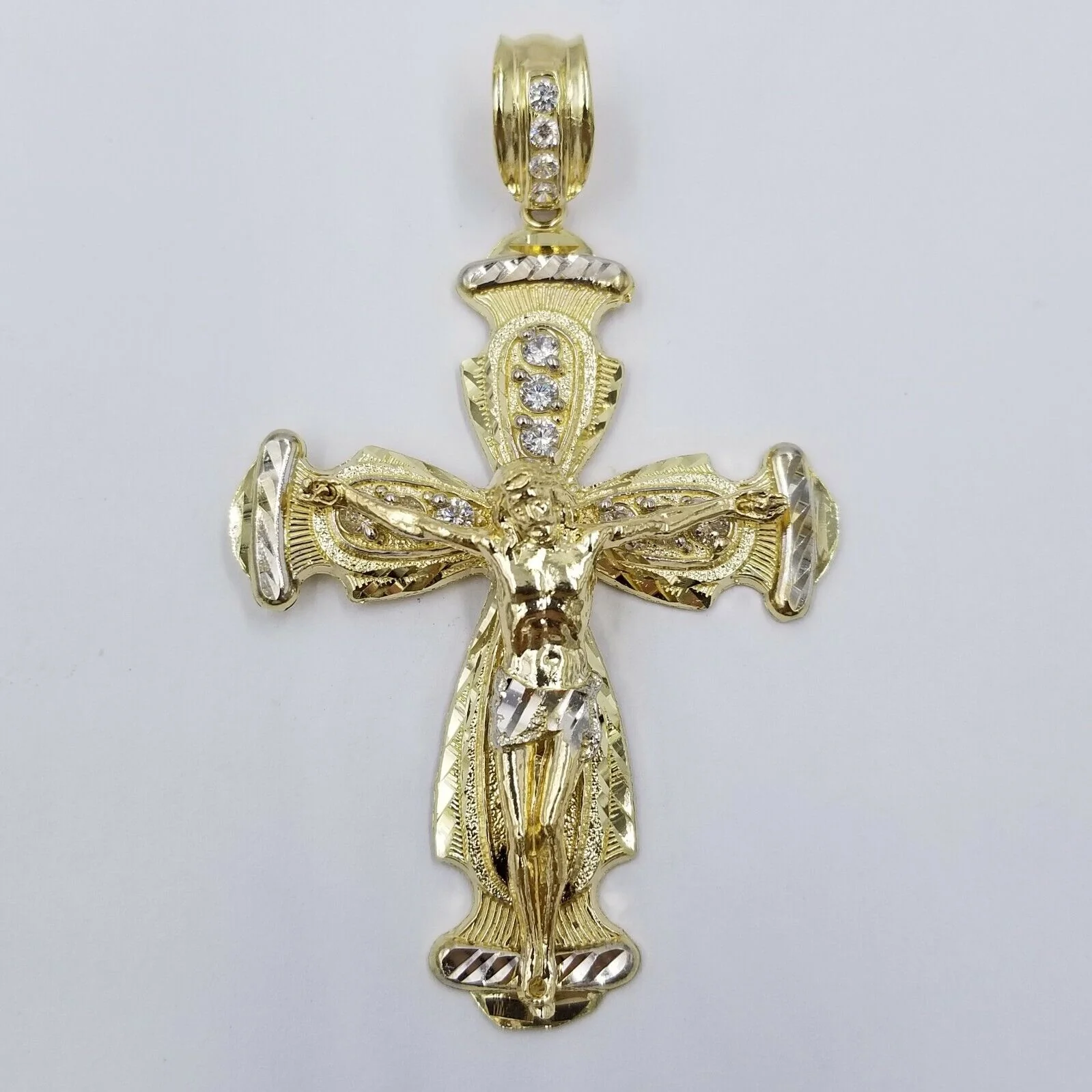 10k Gold Jesus Cross Charm Byzantine Chain 24" Necklace Real 10k Yellow Gold SET - Image 7