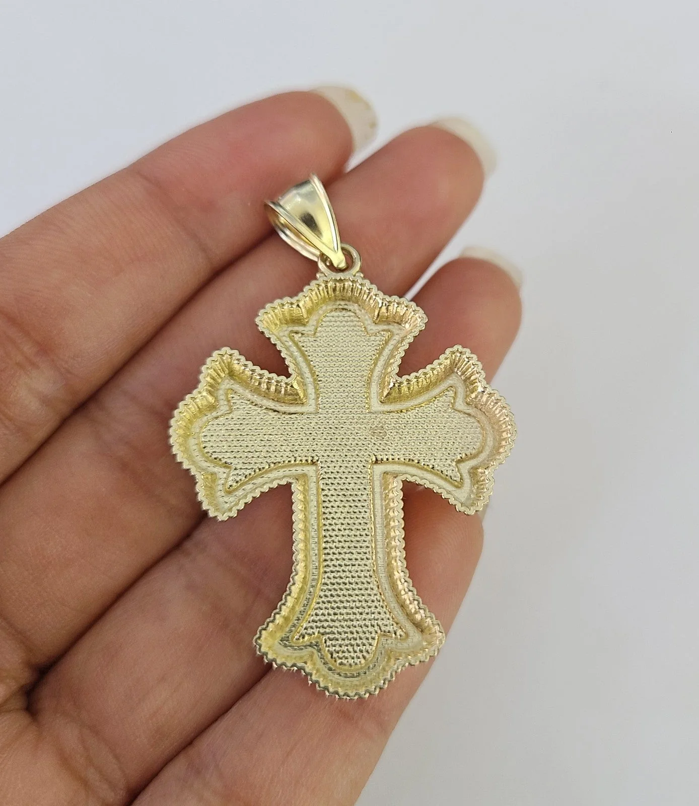 10k Gold Jesus Crucifix Cross Charm Miami Cuban Chain 5mm 18"-28" Necklace - Image 8