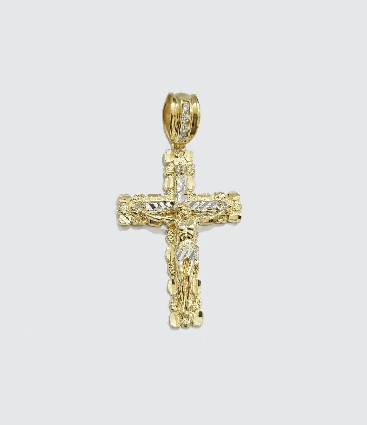 10k Gold Jesus Crucifix Cross Pendant Charm 10kt Yellow 2'' Inch For Chain Real - Image 2