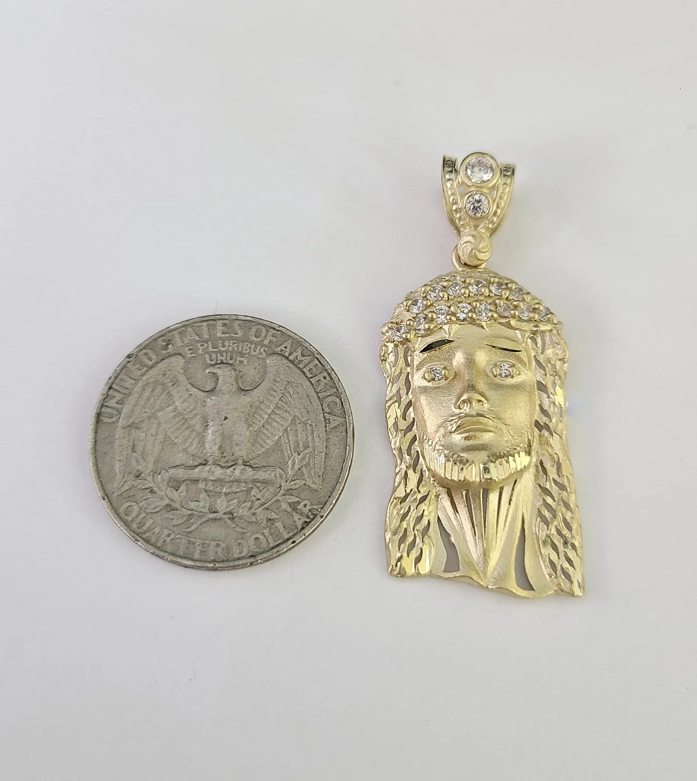 10k Gold Jesus Head Charm Miami Cuban Chain 5mm 18"-28" Necklace Pendant Set - Image 4