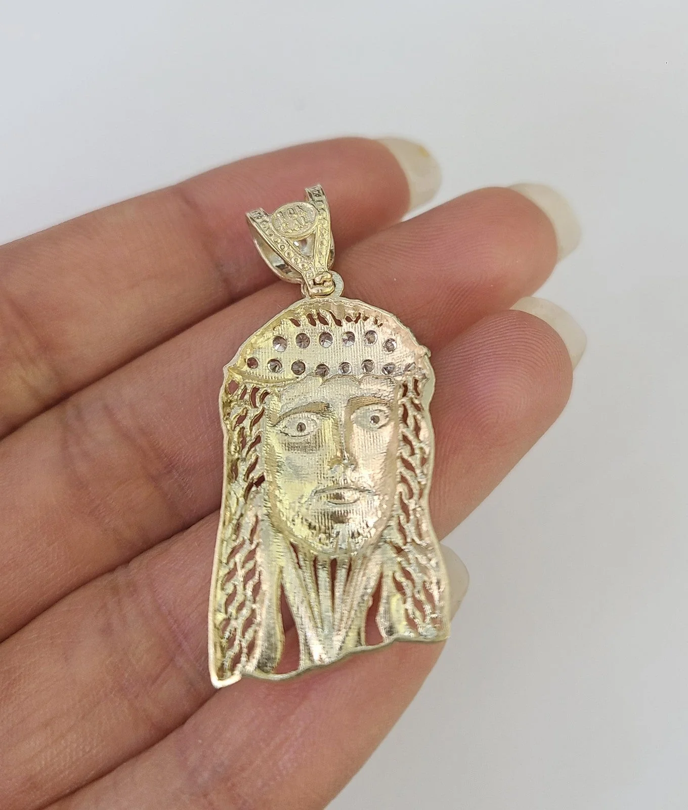 10k Gold Jesus Head Charm Miami Cuban Chain 5mm 18"-28" Necklace Pendant Set - Image 8