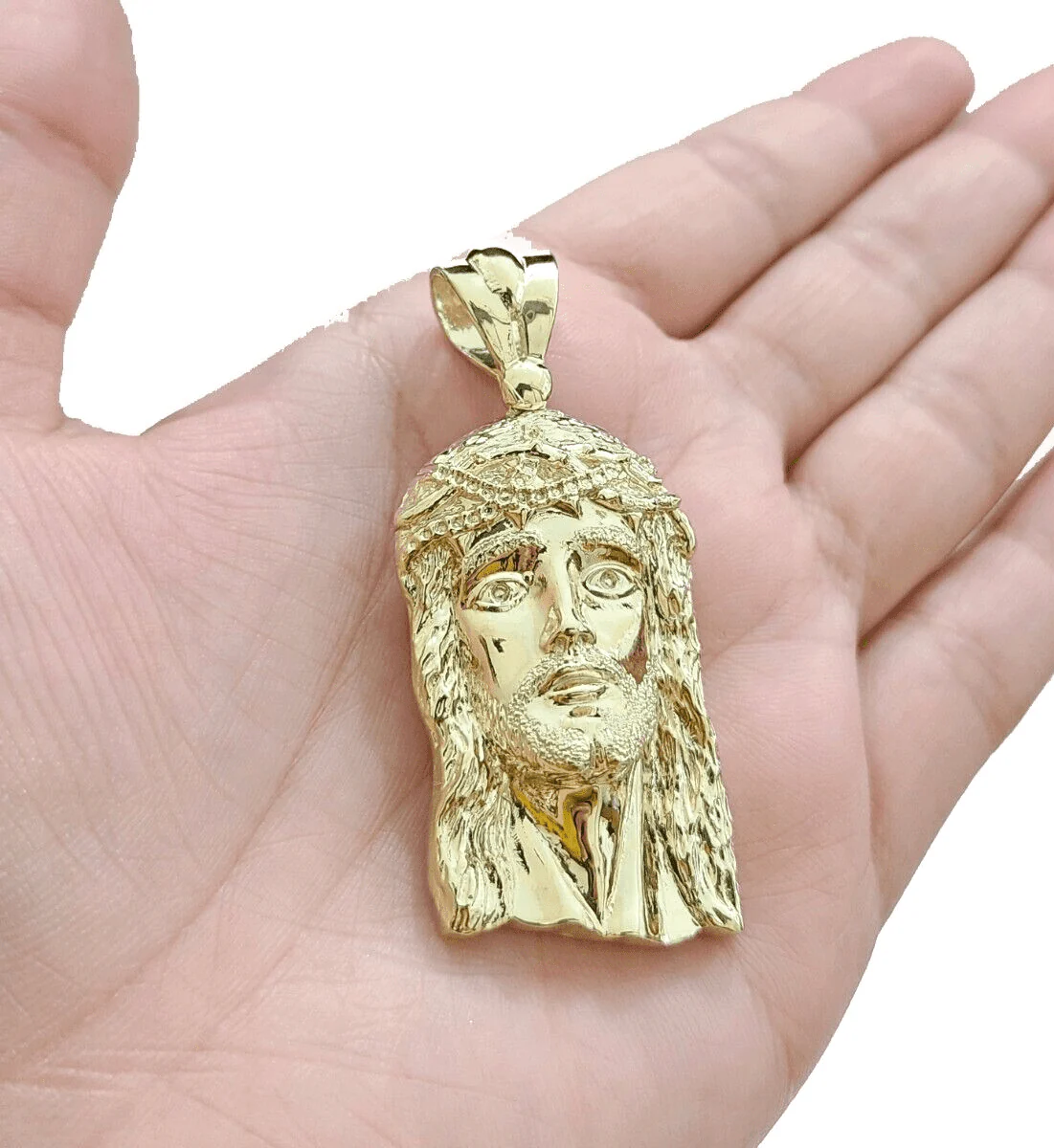 10k Gold Jesus Head Charm Rope Chain Necklace 6mm 20'' Set & Pendant 10kt REAL - Image 7
