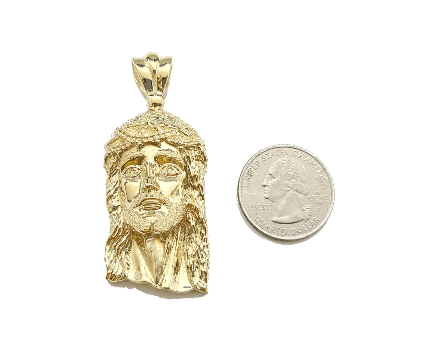 10k Gold Jesus Head Charm Rope Chain Necklace 6mm 20'' Set & Pendant 10kt REAL - Image 9