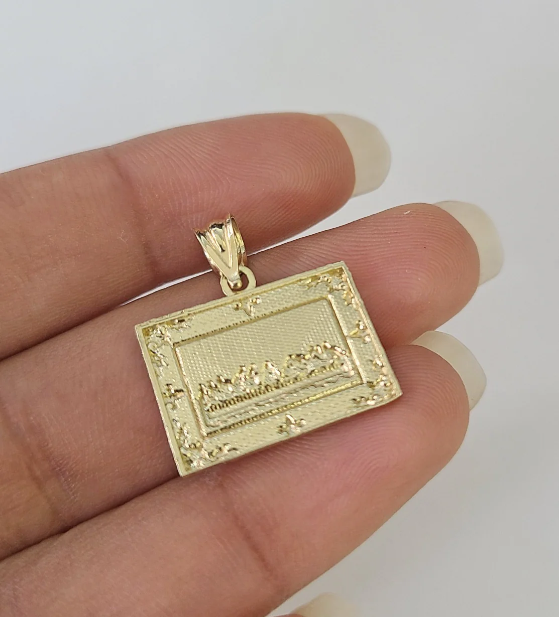 10k Gold Last Supper Charm Miami Cuban Chain 3mm 18"-28" Necklace Pendant Set - Image 7
