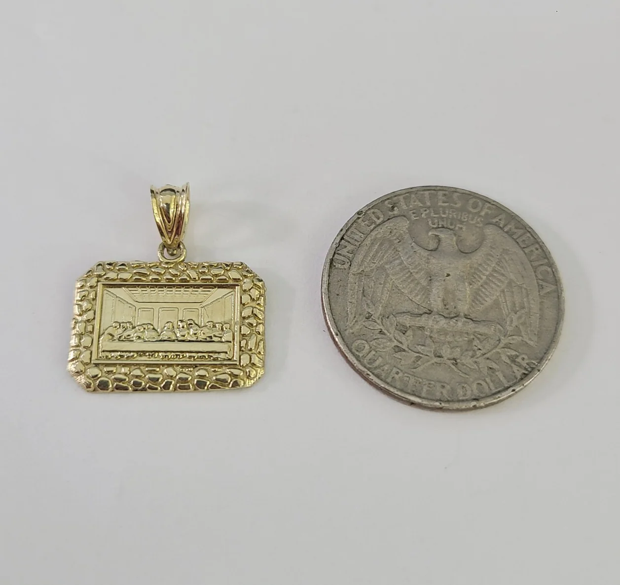 10k Gold Last Supper Charm Miami Cuban Chain 3mm 18"-28" Necklace Pendant Set - Image 4