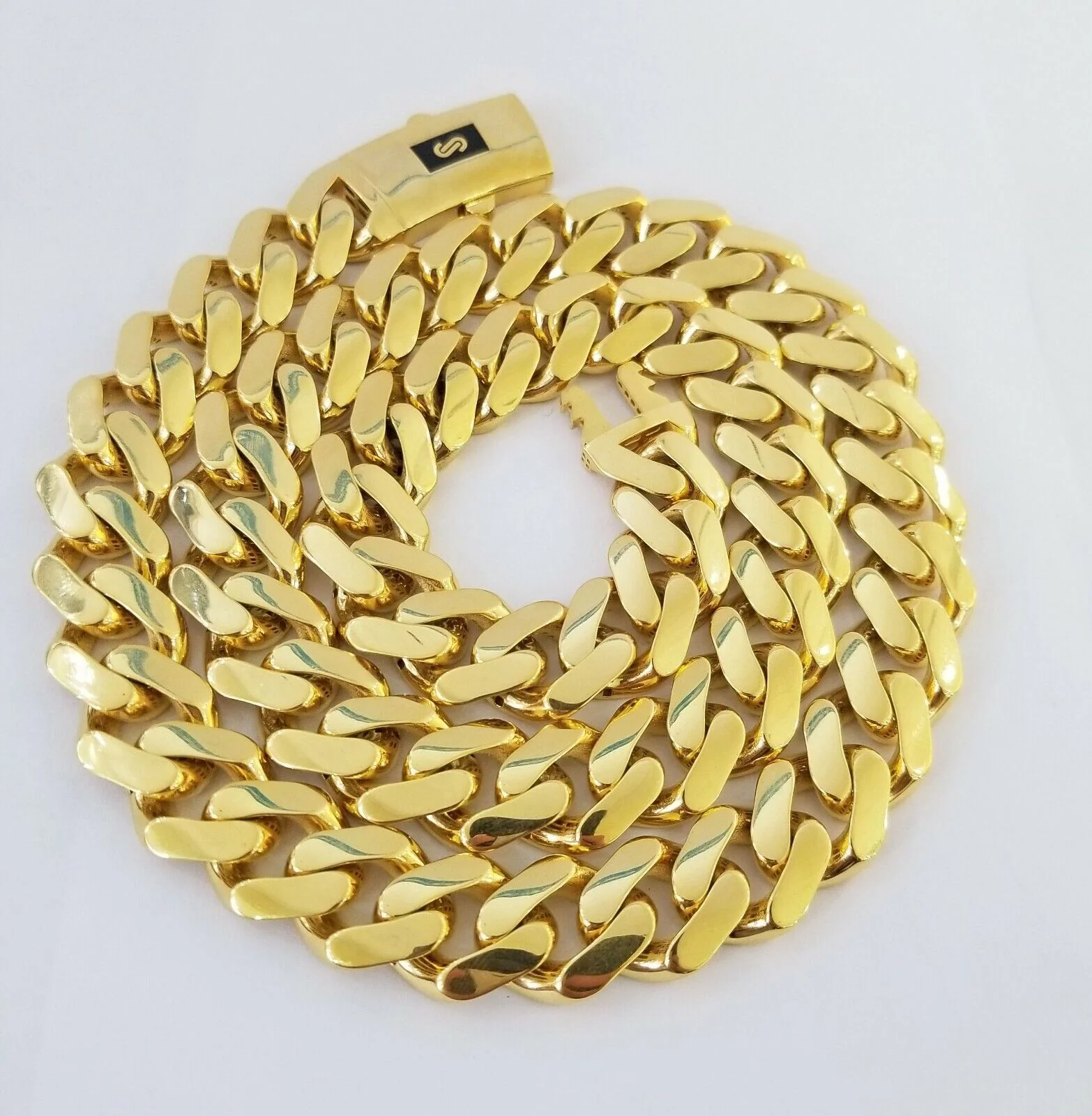 10k Gold Men Royal Monaco Link Chain 26inch 15mm Gold ,10kt Real gold necklace - Image 2