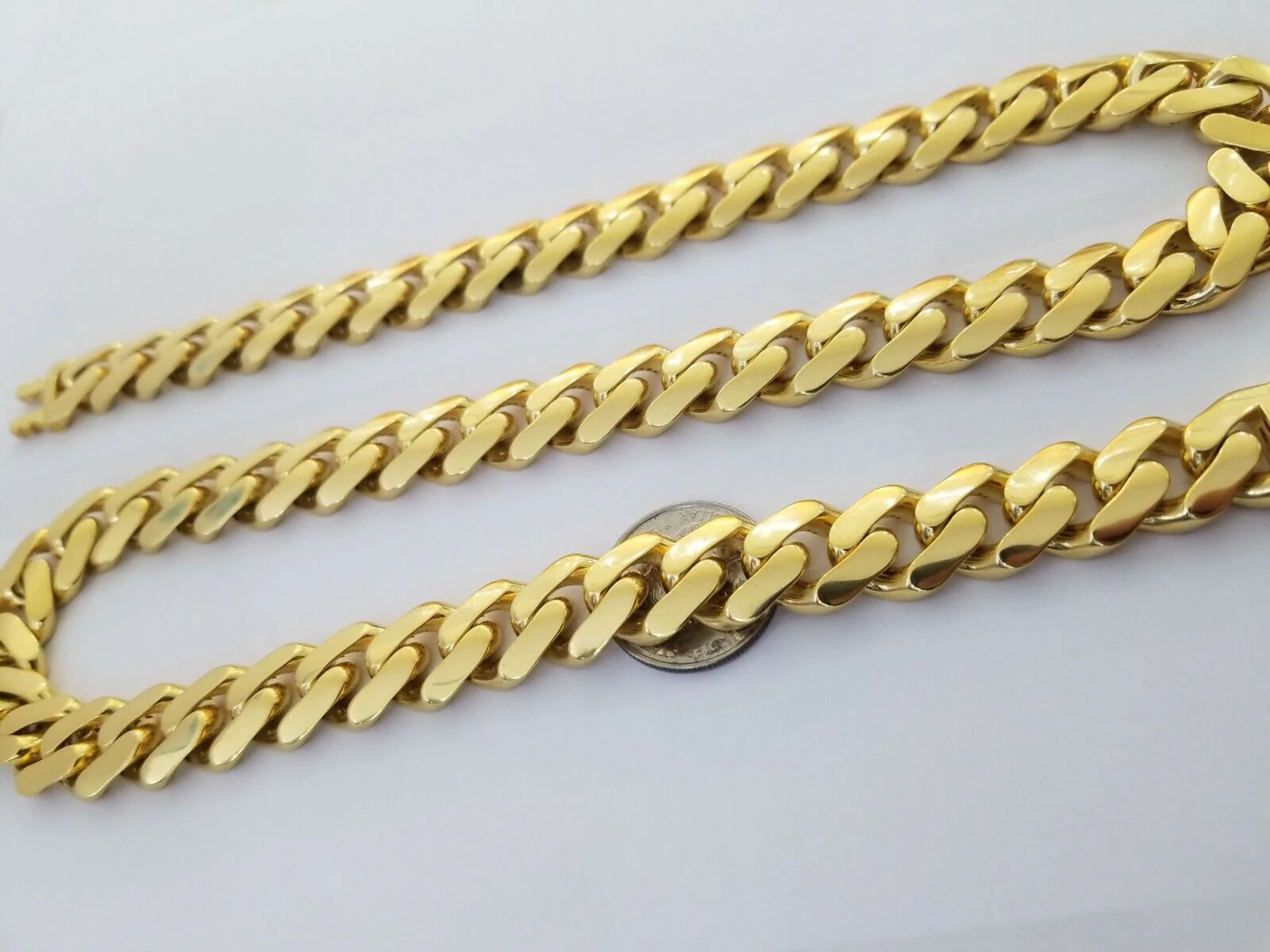 10k Gold Men Royal Monaco Link Chain 26inch 15mm Gold ,10kt Real gold necklace - Image 3