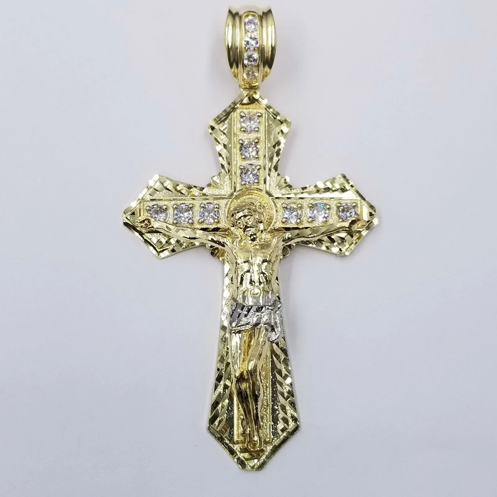 10k Gold Mens Byzantine Box Necklace 8mm 26" AND Cross - Image 5