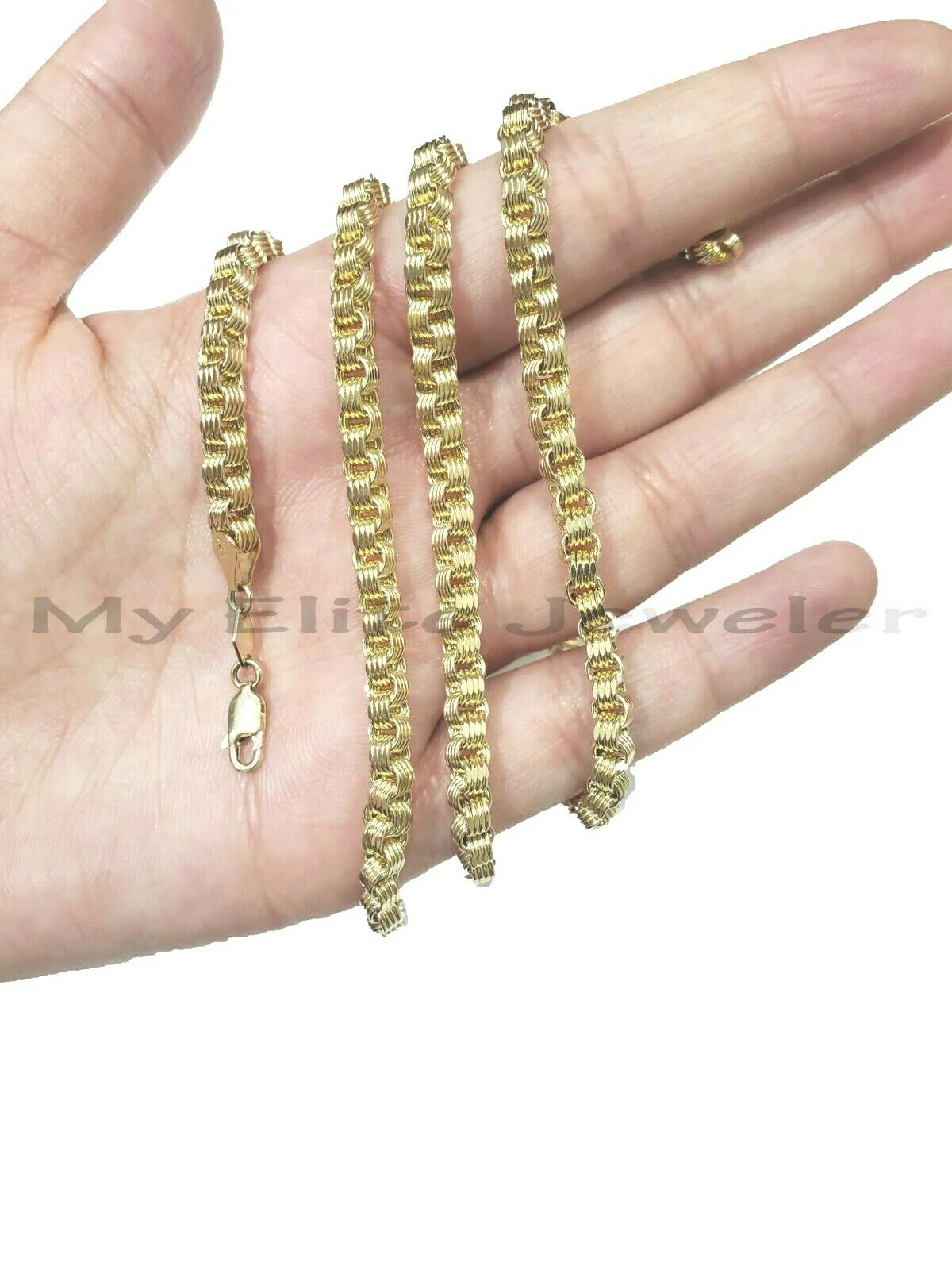 10k Gold Mens Necklace Byzantine Chain 24 Inch Lobster 4mm Male Yellow Gold REAL - Image 7