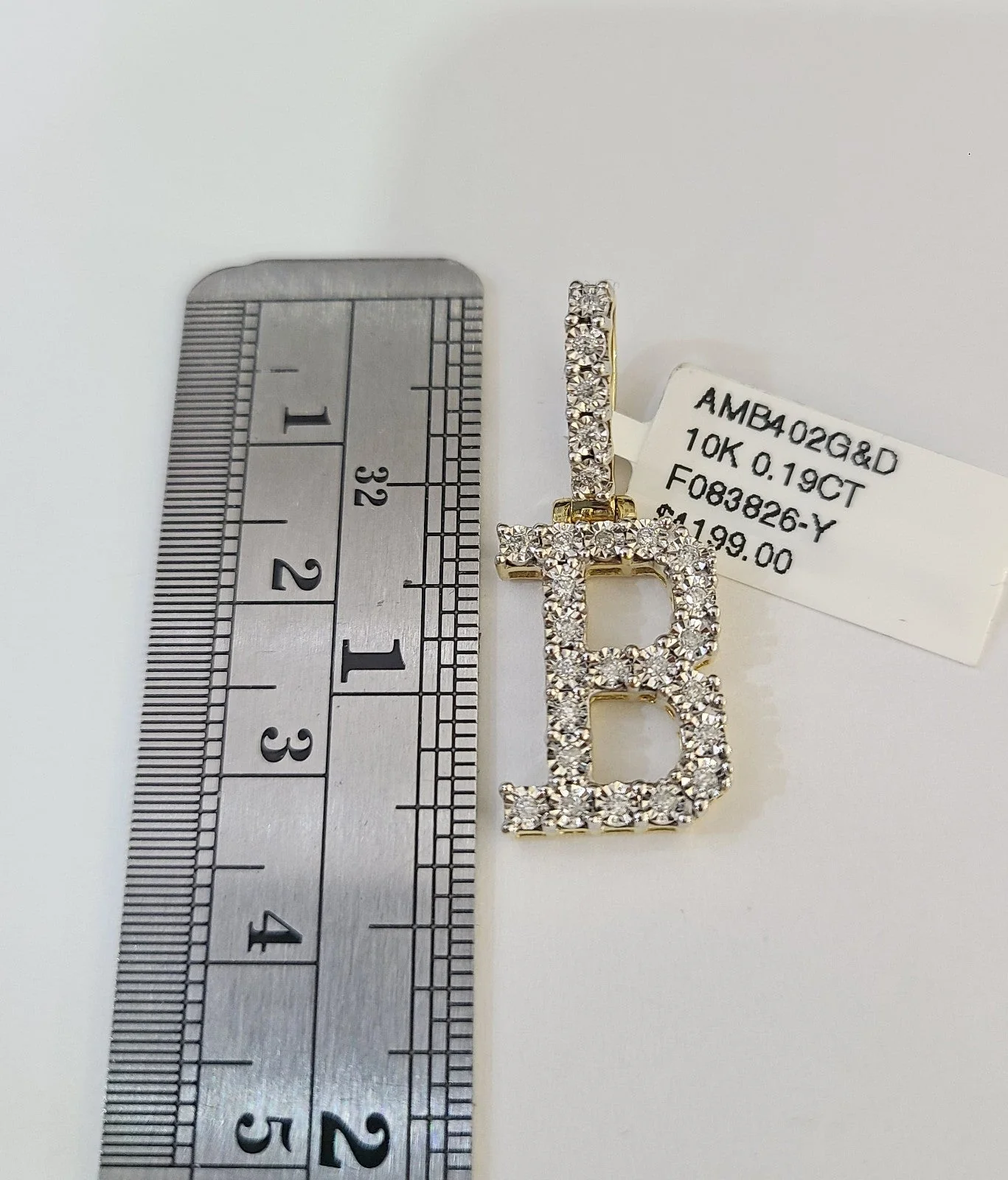 10K Gold Miami Cuban Chain B Diamond Initial 18"-24" 2mm Pendant Necklace SET - Image 2