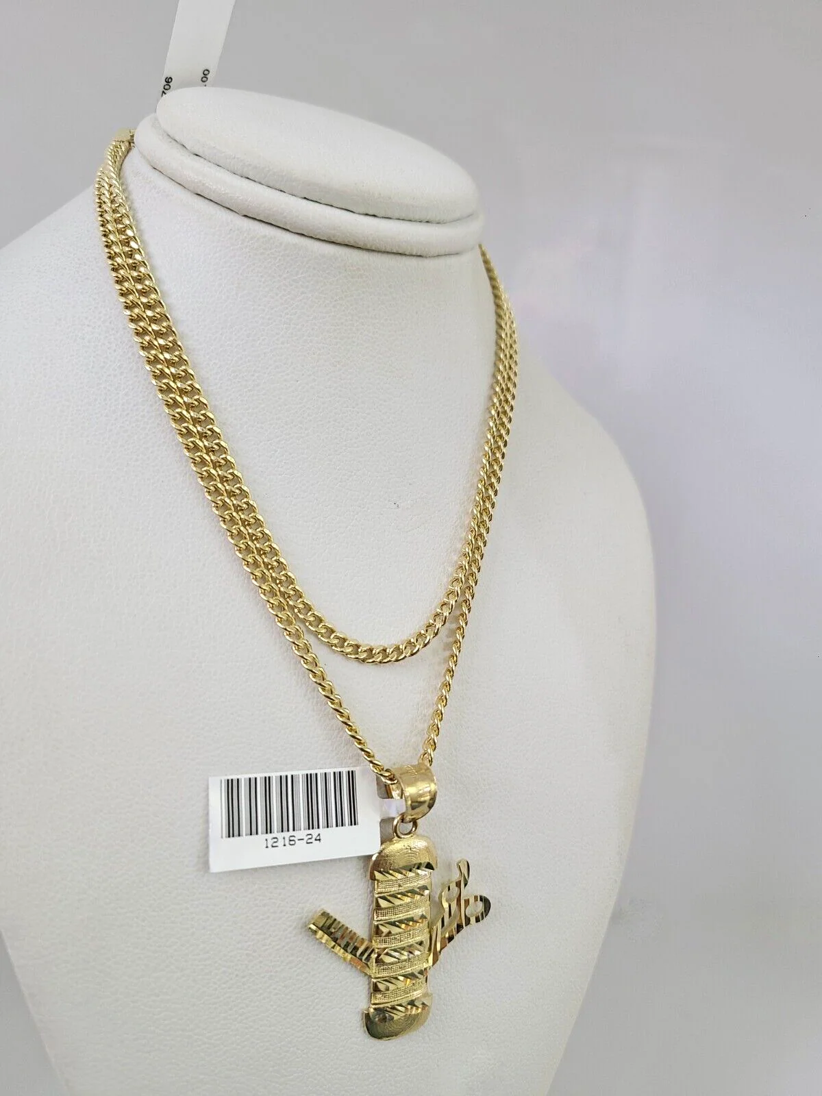 10k Gold Miami Cuban Chain Barber Scissors Charm Pendant 3mm 18-28in Necklace - Image 3