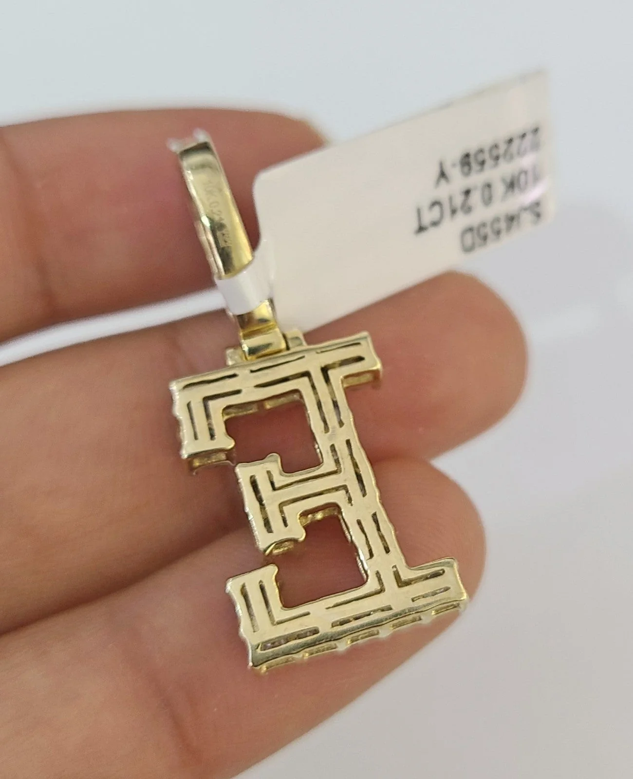 10K Gold Miami Cuban Chain E Diamond Initial 18"-24" 2mm Pendant Necklace SET - Image 7