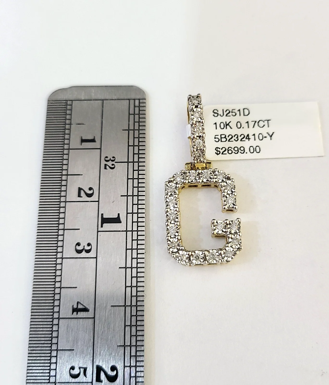 10K Gold Miami Cuban Chain G Diamond Initial 18"-24" 2mm Pendant Necklace SET - Image 2