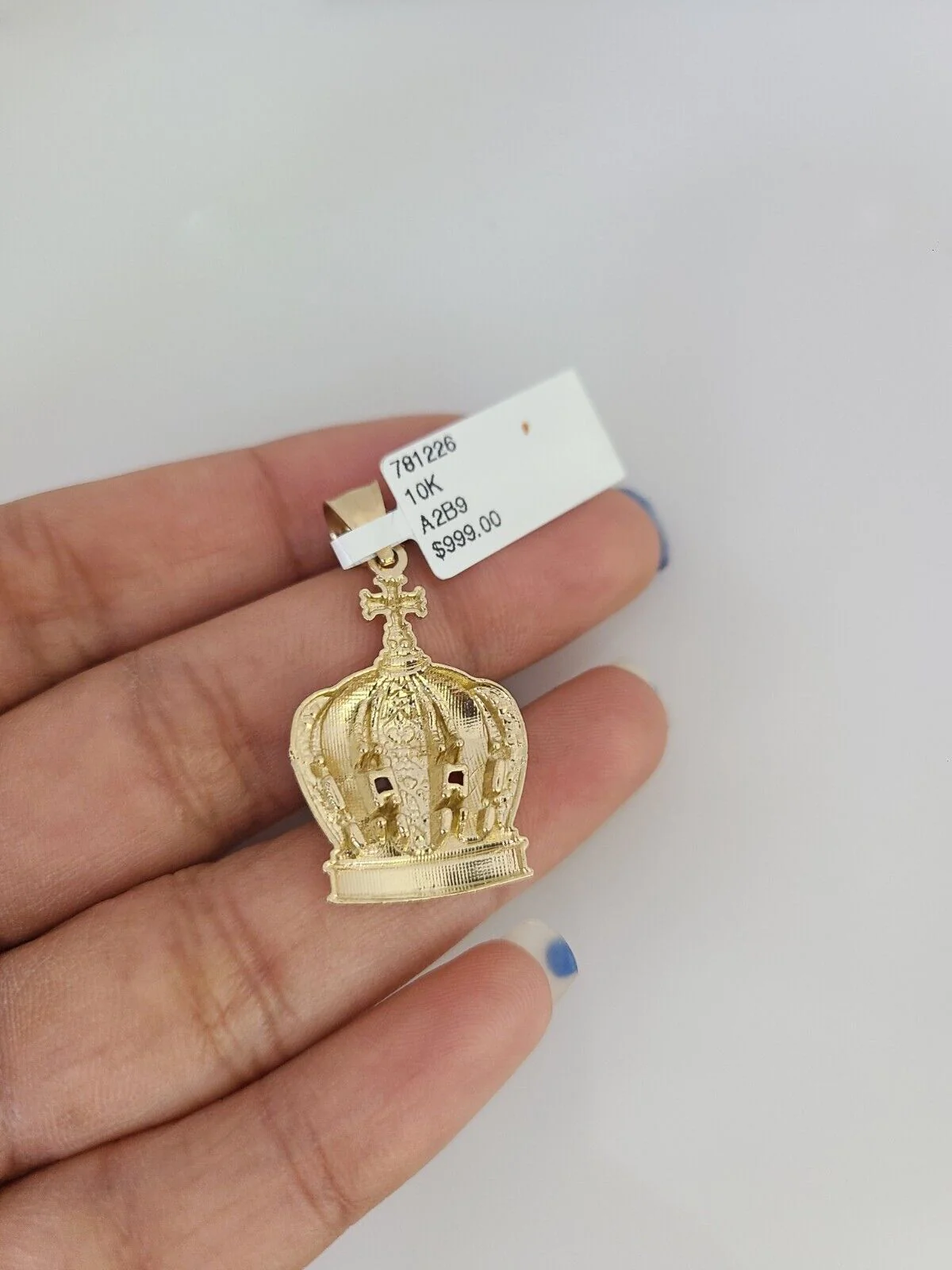 10k Gold Miami Cuban Chain Imperial Crown Charm Pendant 3mm 18-28in Necklace - Image 7