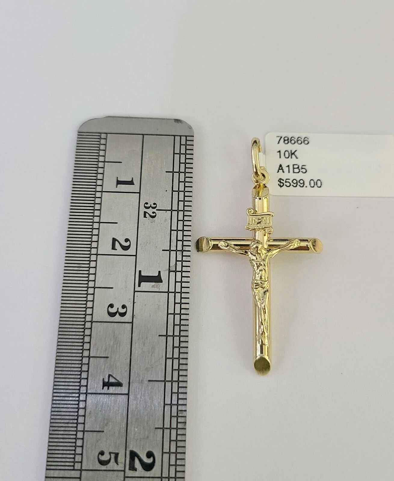 10K Gold Miami Cuban Chain INRI Jesus Cross 18"-28" 3mm Pendant Necklace SET - Image 2