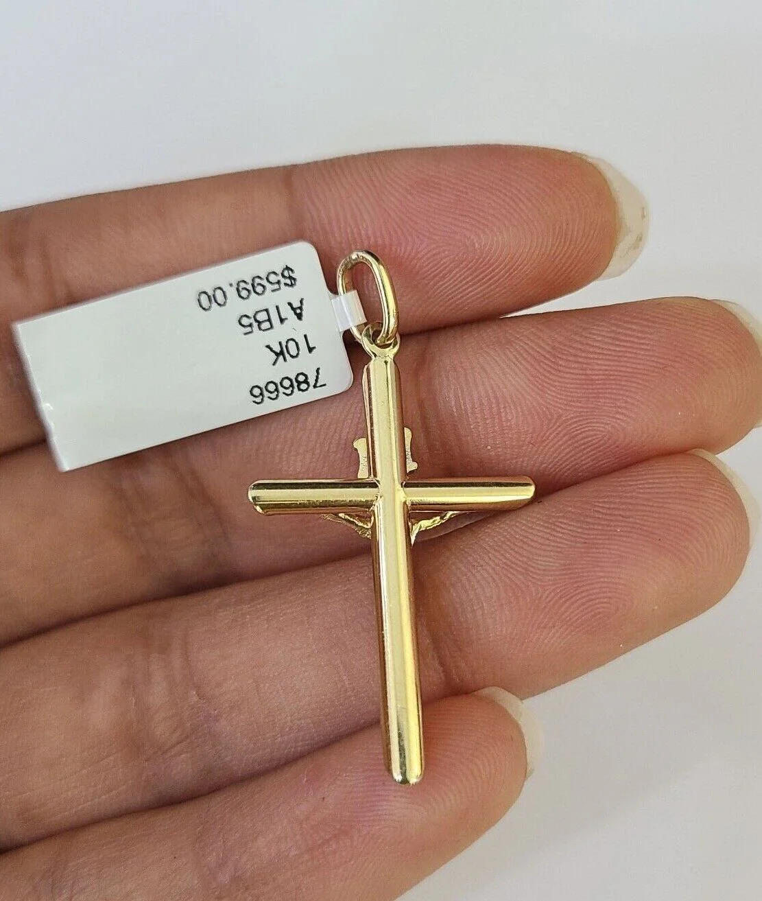 10K Gold Miami Cuban Chain INRI Jesus Cross 18"-28" 3mm Pendant Necklace SET - Image 7