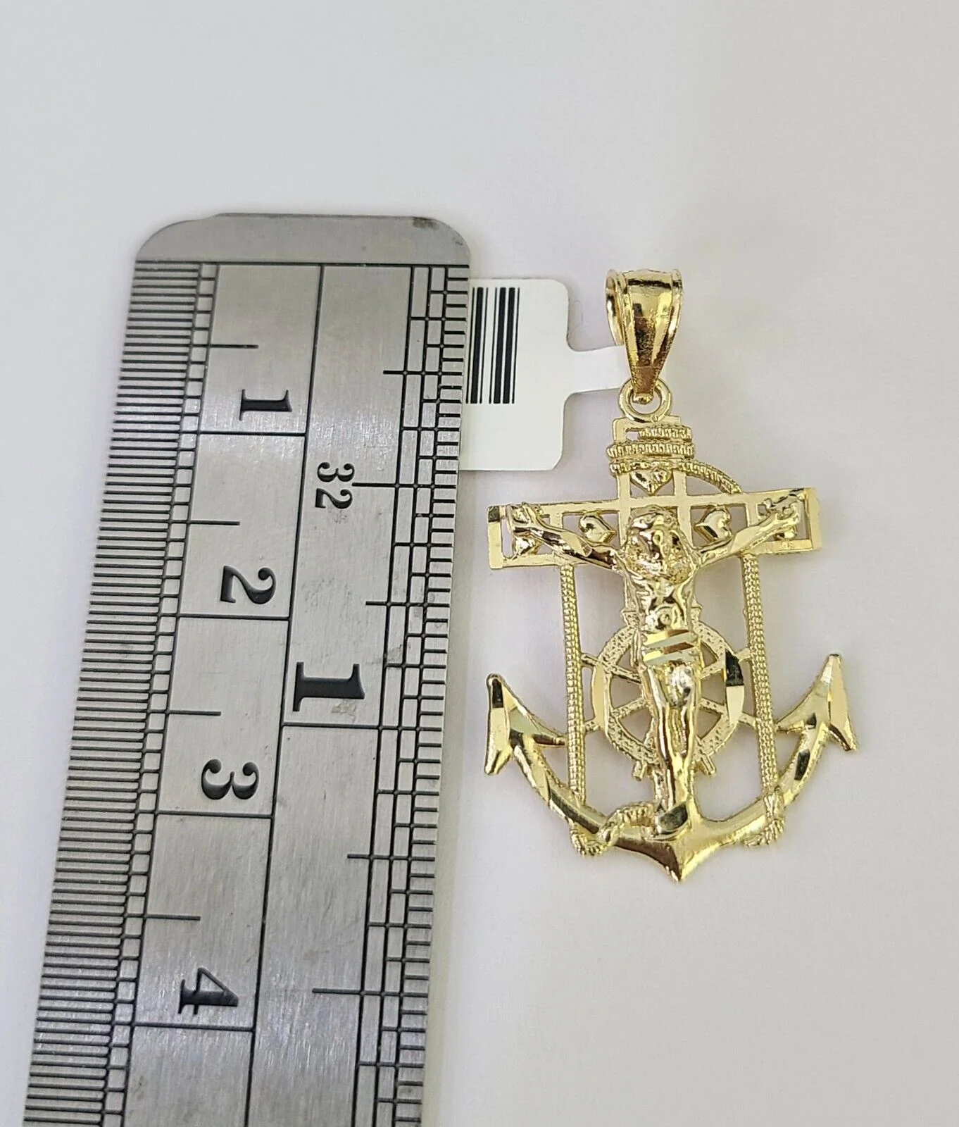 10K Gold Miami Cuban Chain Jesus Anchor Charm 18"-28" 3mm REAL Pendant Necklace - Image 2