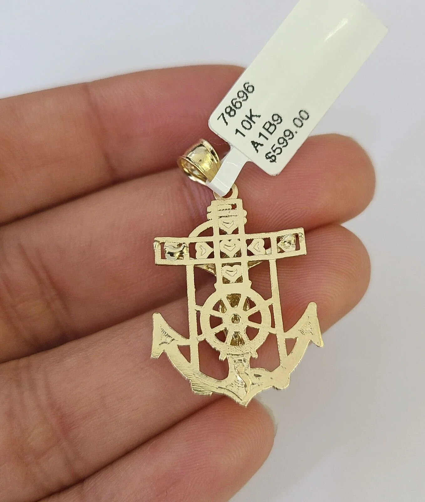 10K Gold Miami Cuban Chain Jesus Anchor Charm 18"-28" 3mm REAL Pendant Necklace - Image 7