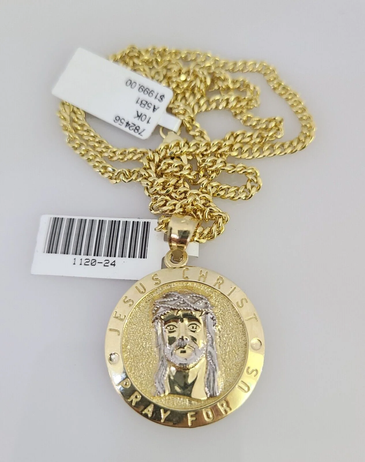 10k Gold Miami Cuban Chain Jesus Christ Charm Pendant 3mm 18-28 Inch Necklace - Image 3