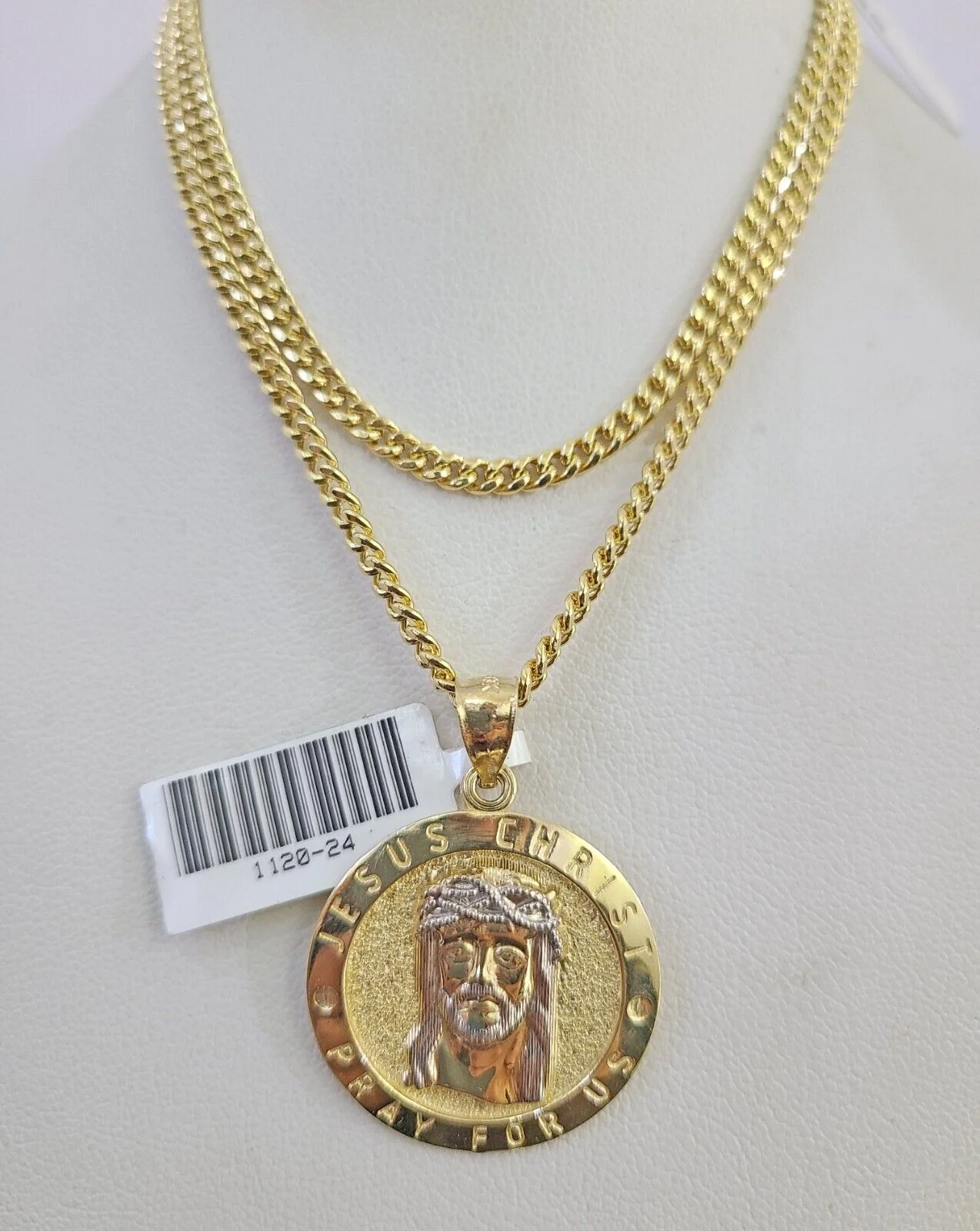 10k Gold Miami Cuban Chain Jesus Christ Charm Pendant 3mm 18-28 Inch Necklace - Image 7