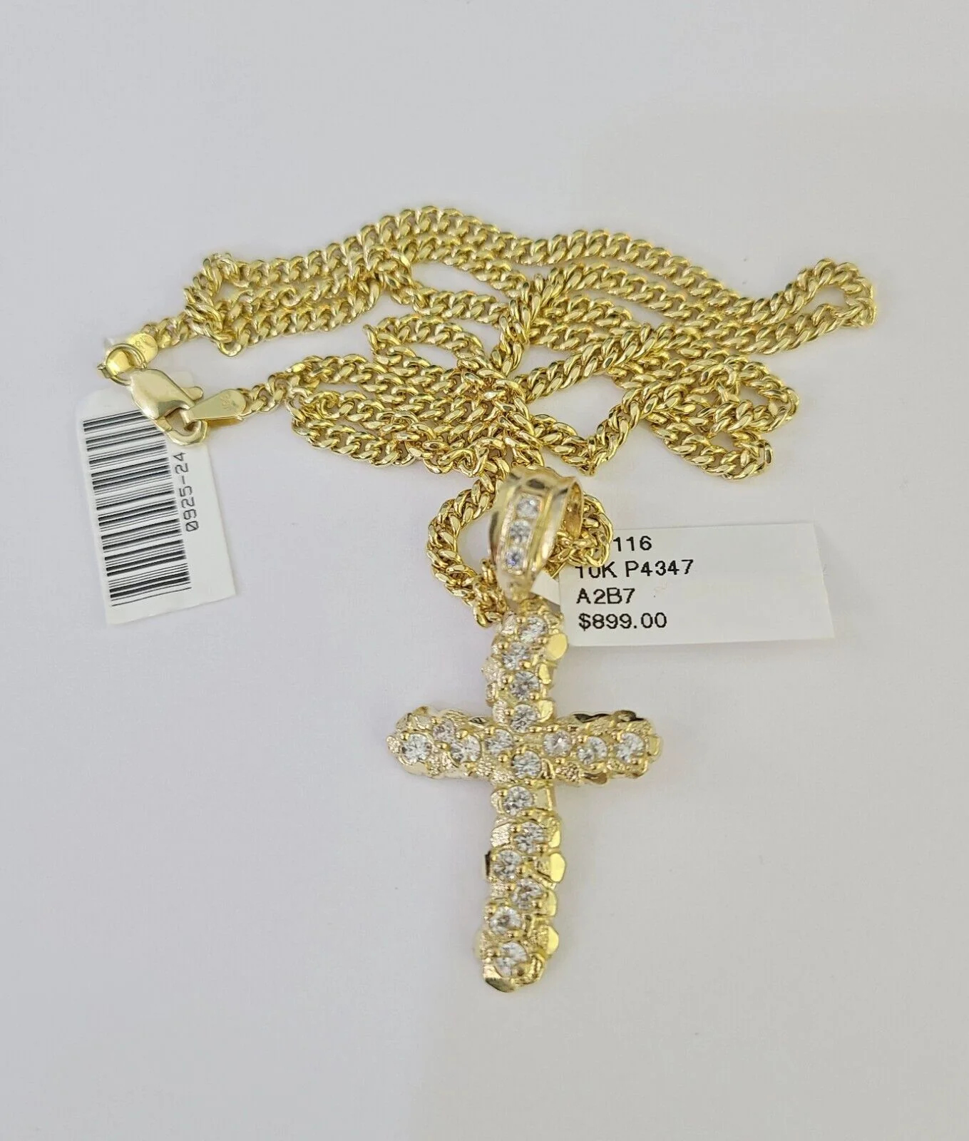 10K Gold Miami Cuban Chain Jesus Cross 18"-28" 3mm Pendant Necklace SET Charm - Image 4