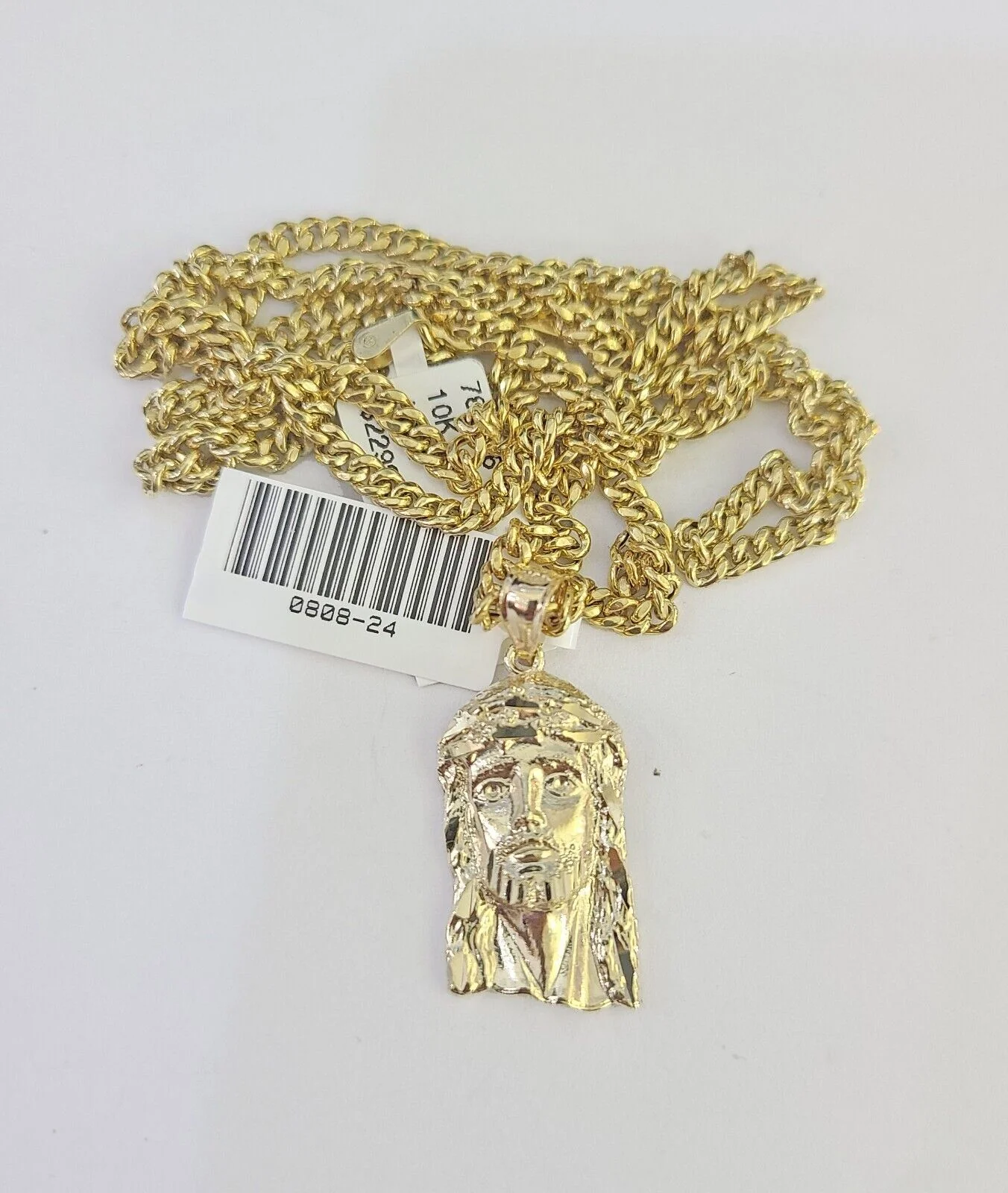 10K Gold Miami Cuban Chain Jesus Head Charm 18"-30" 3mm REAL Pendant - Image 5